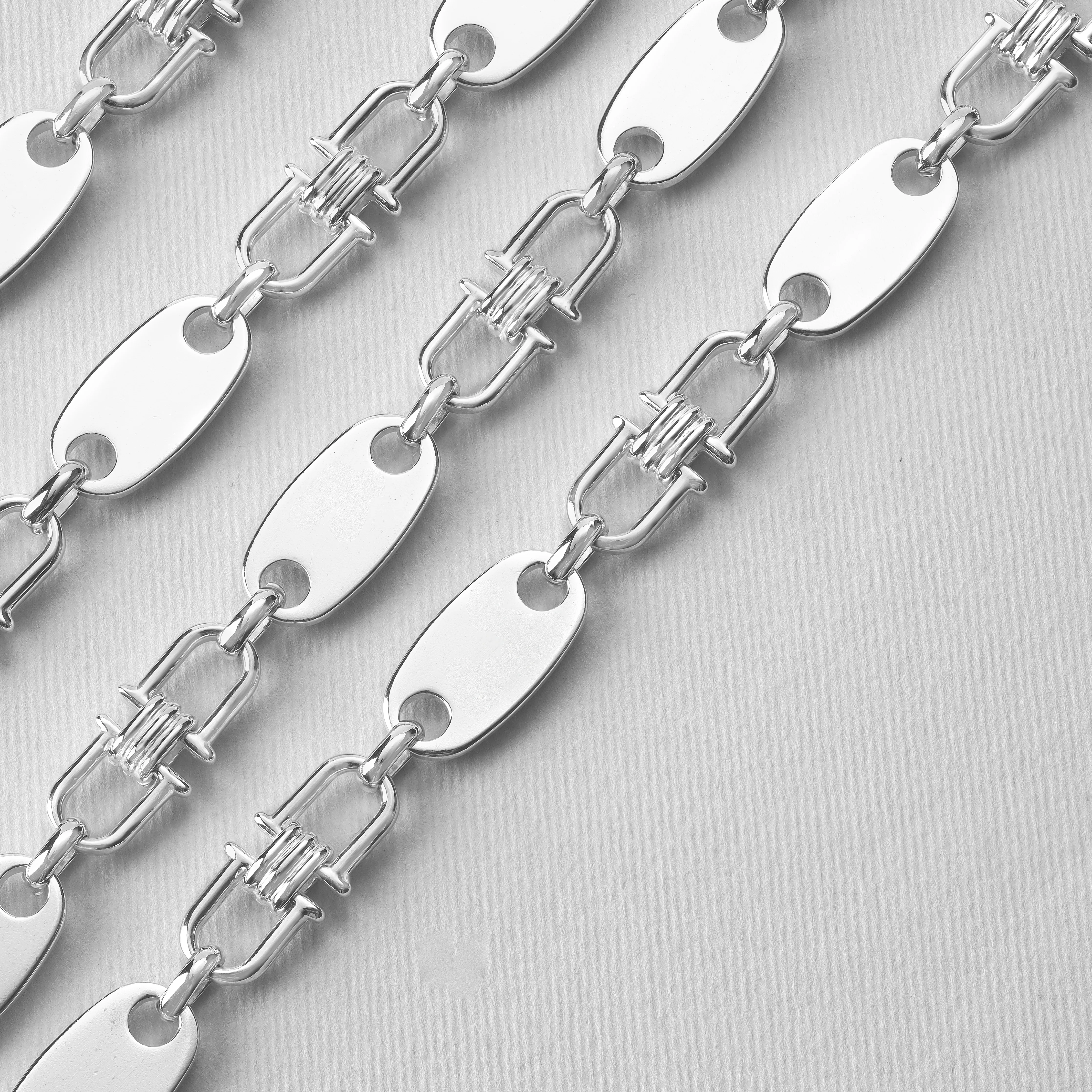 10mm Plattenkette bewegliche Steigbügelkette - 925 Silber - Image 14