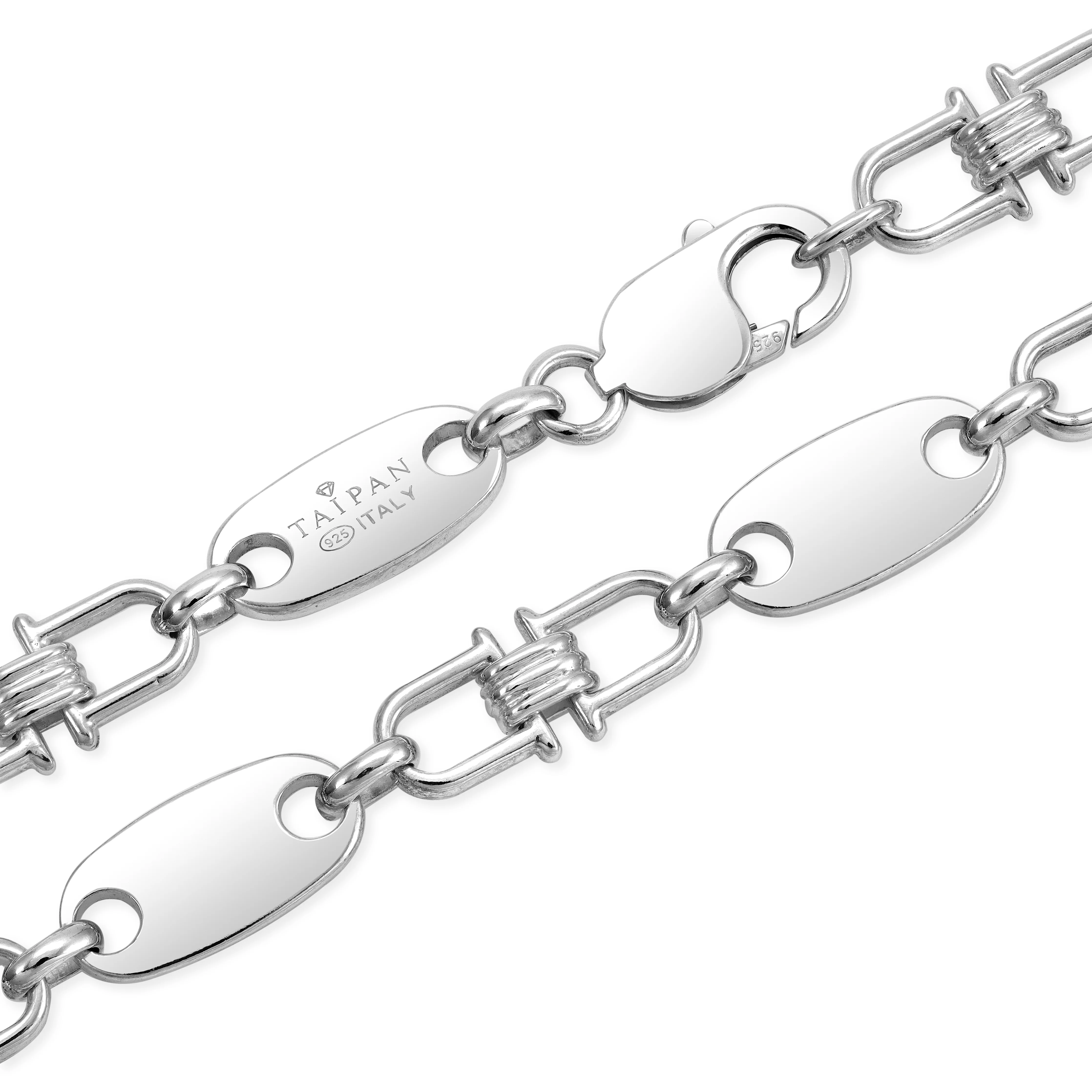 10mm Plattenkette bewegliche Steigbügelkette - 925 Silber - Image 3