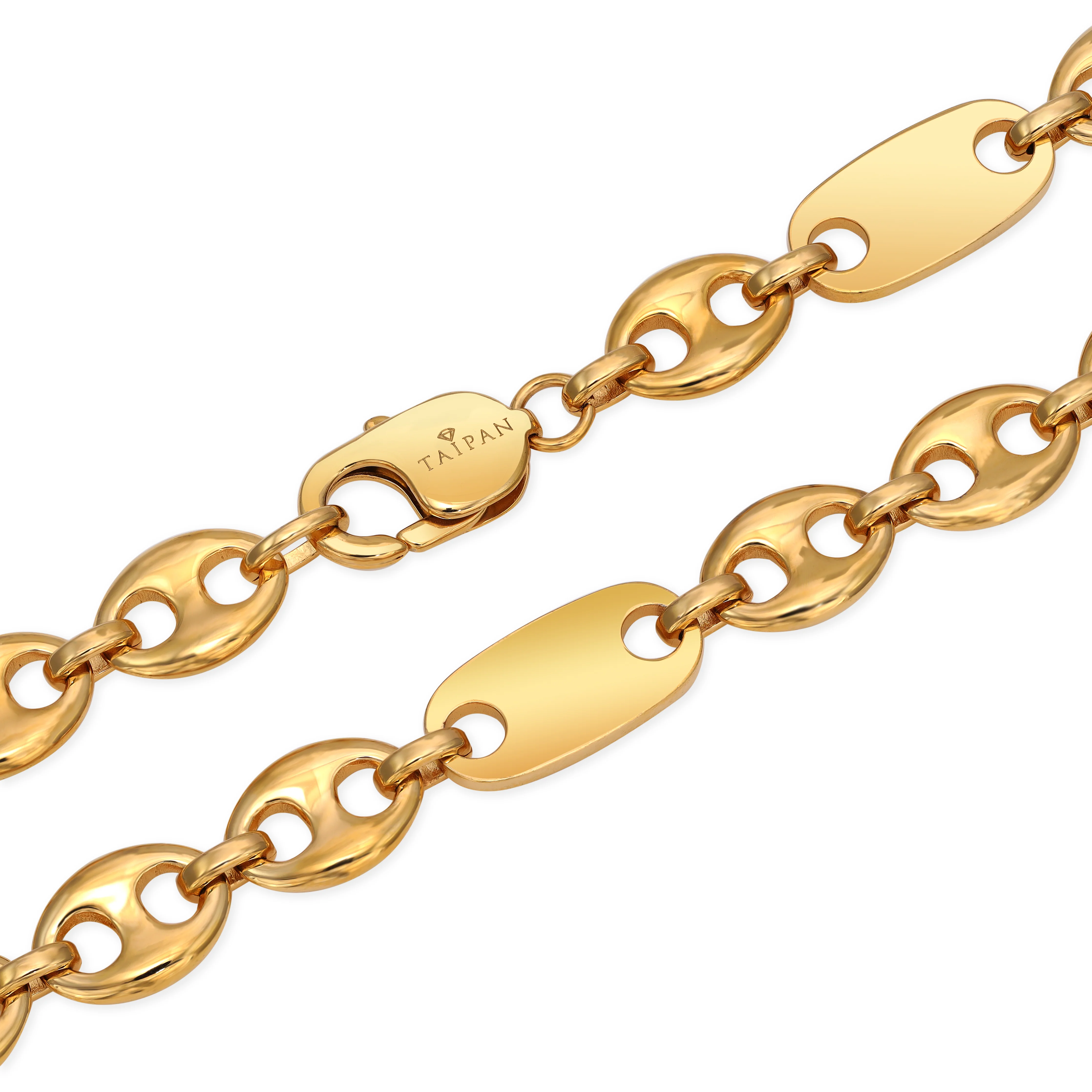 10mm Plattenkette + Bohnenkette aus Edelstahl 18K Vergoldet - Image 2