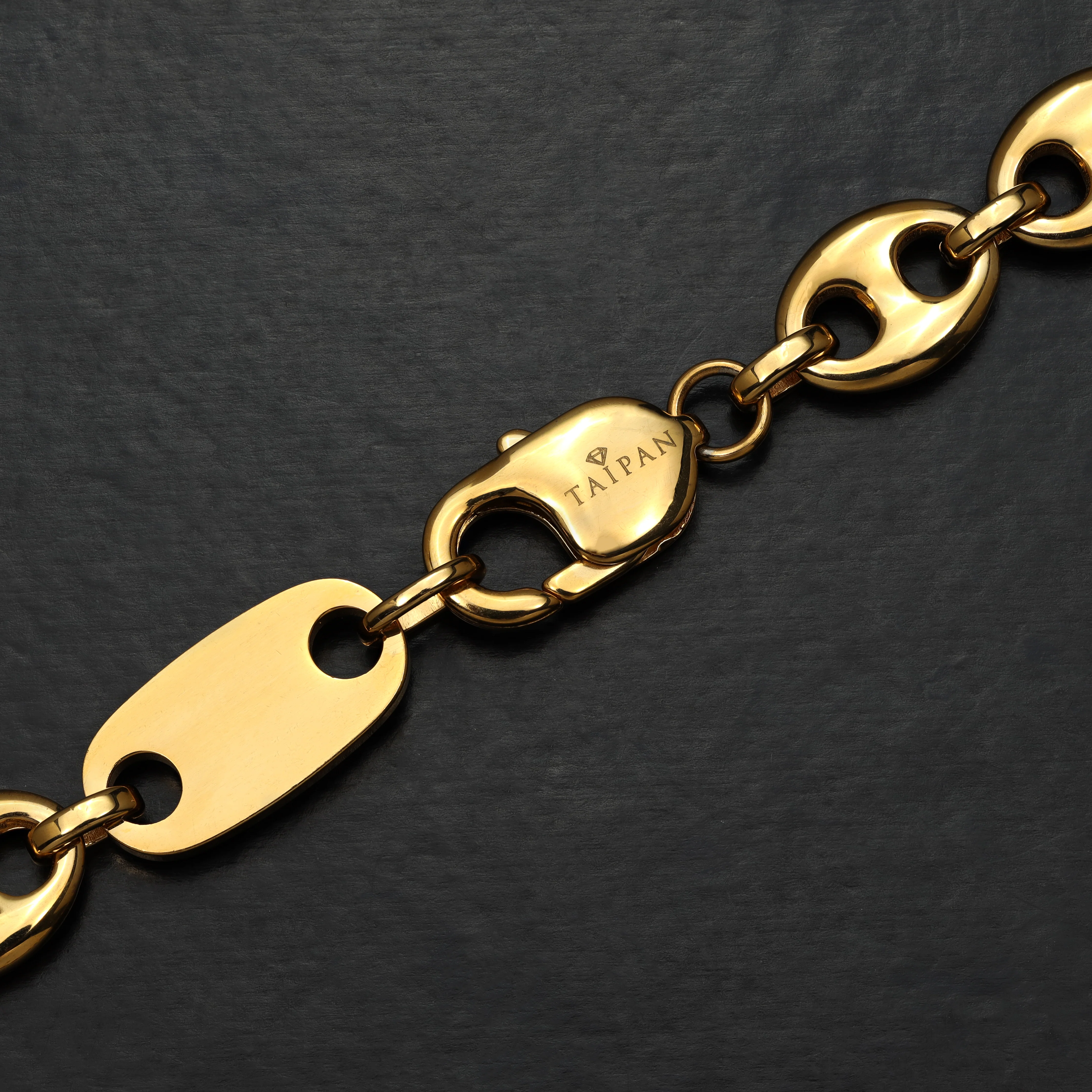 10mm Plattenkette + Bohnenkette aus Edelstahl 18K Vergoldet - Image 6