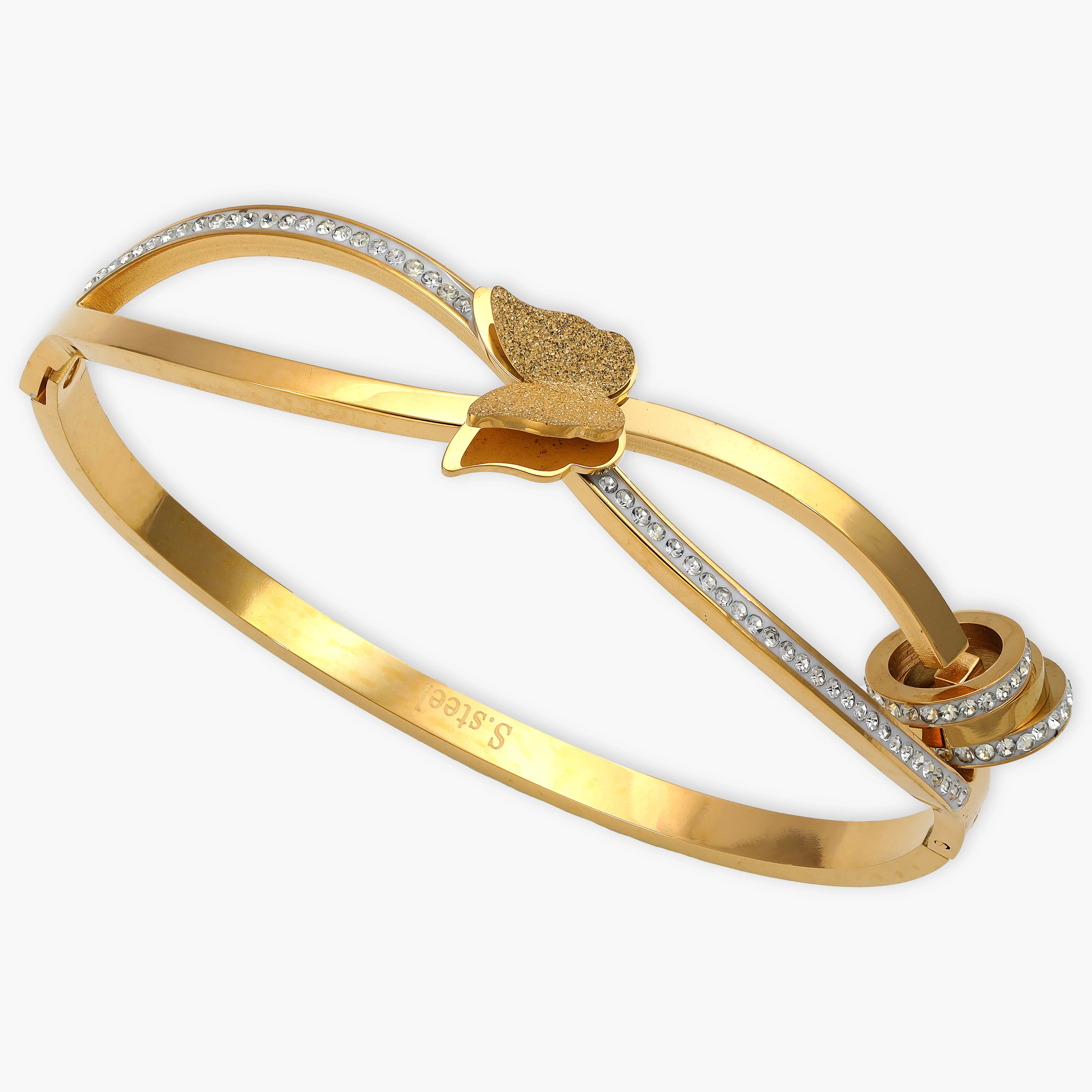 13mm Damen Armreifen Armband Schmetterling aus Edelstahl - Vergoldet