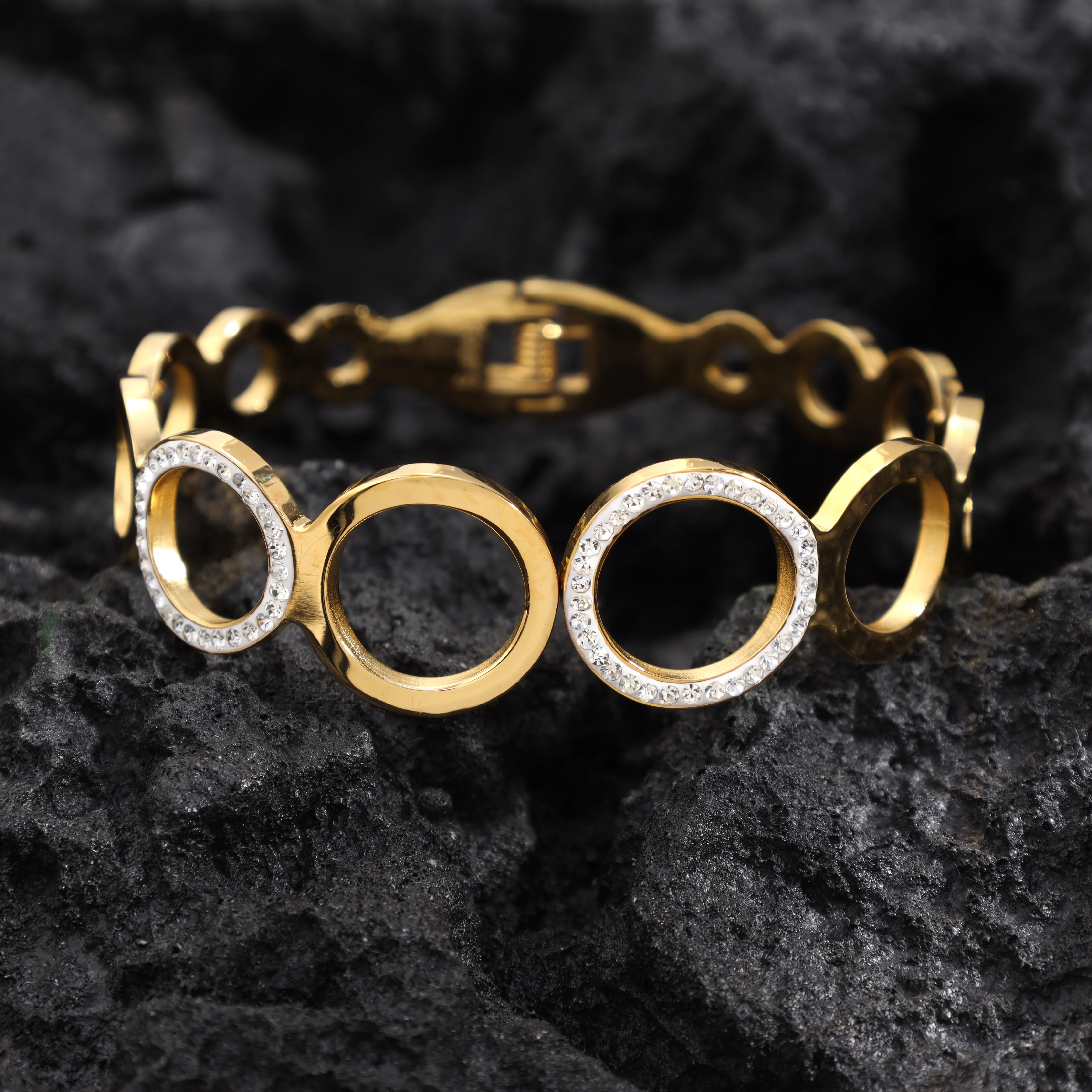 18mm Damen Armreifen Armband aus Edelstahl - Vergoldet - Image 3