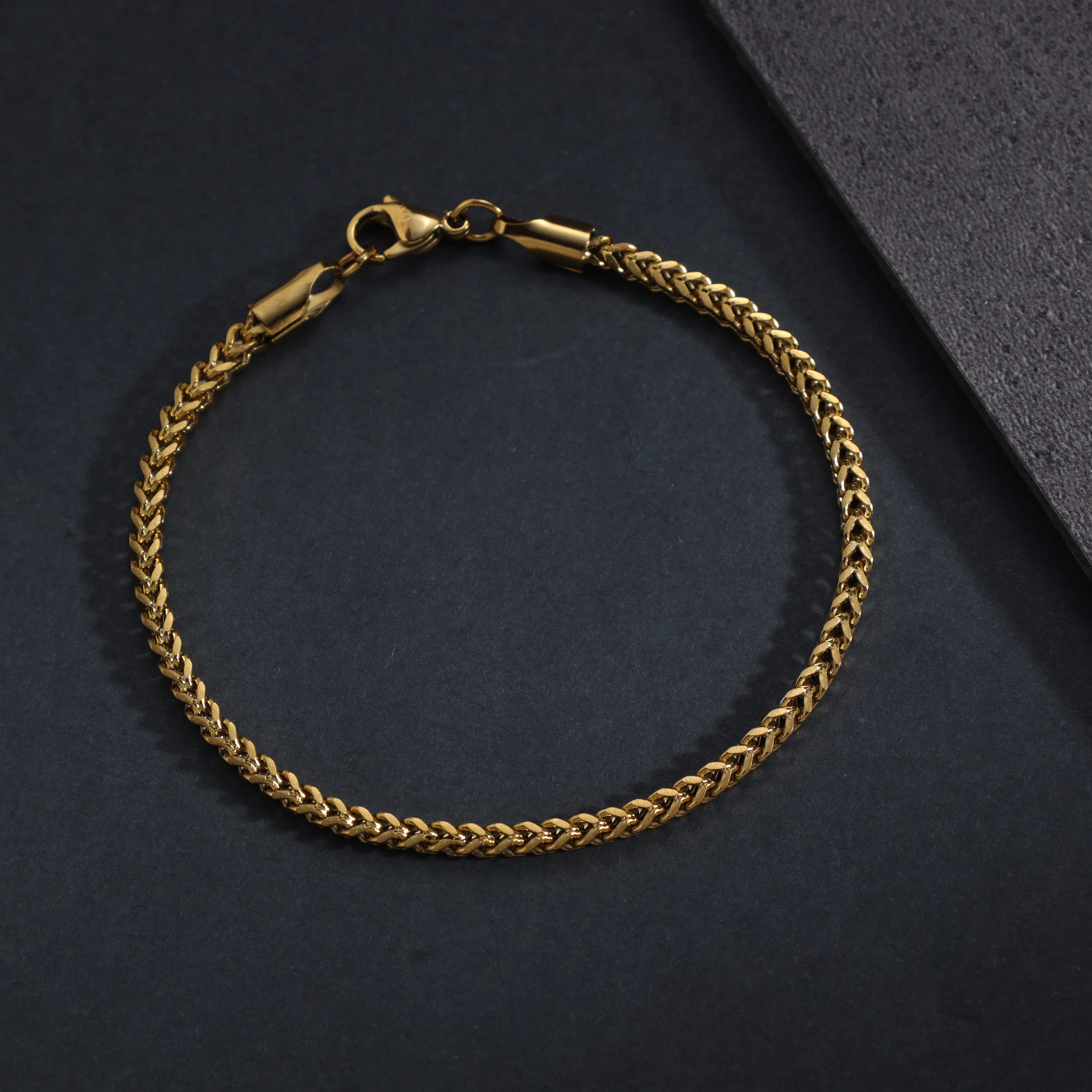 2mm Franco Kette Chain Armband aus Edelstahl - vergoldet - Image 2
