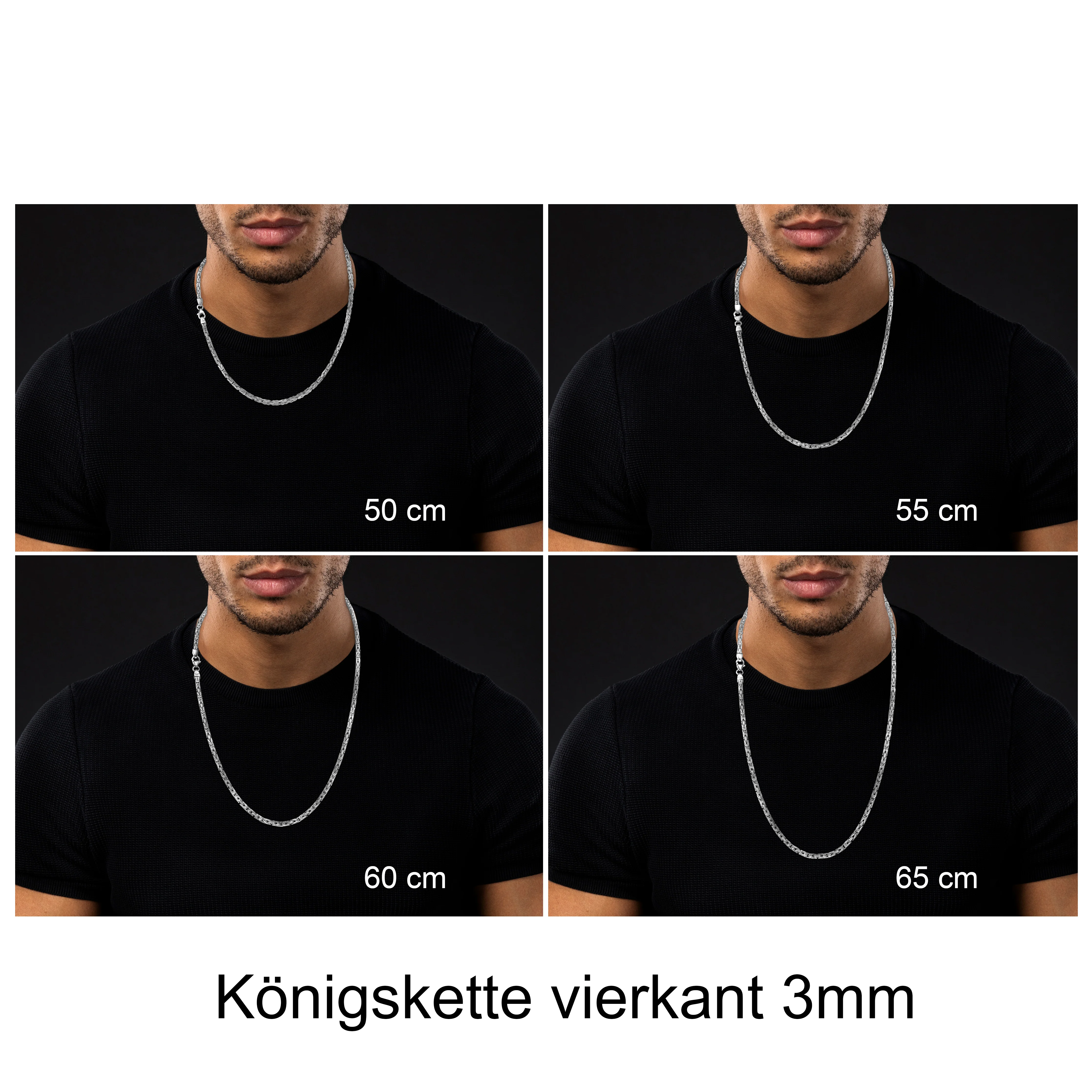 3mm Königskette - 925 Silber massiv vierkant hochglanzpoliert - Image 7