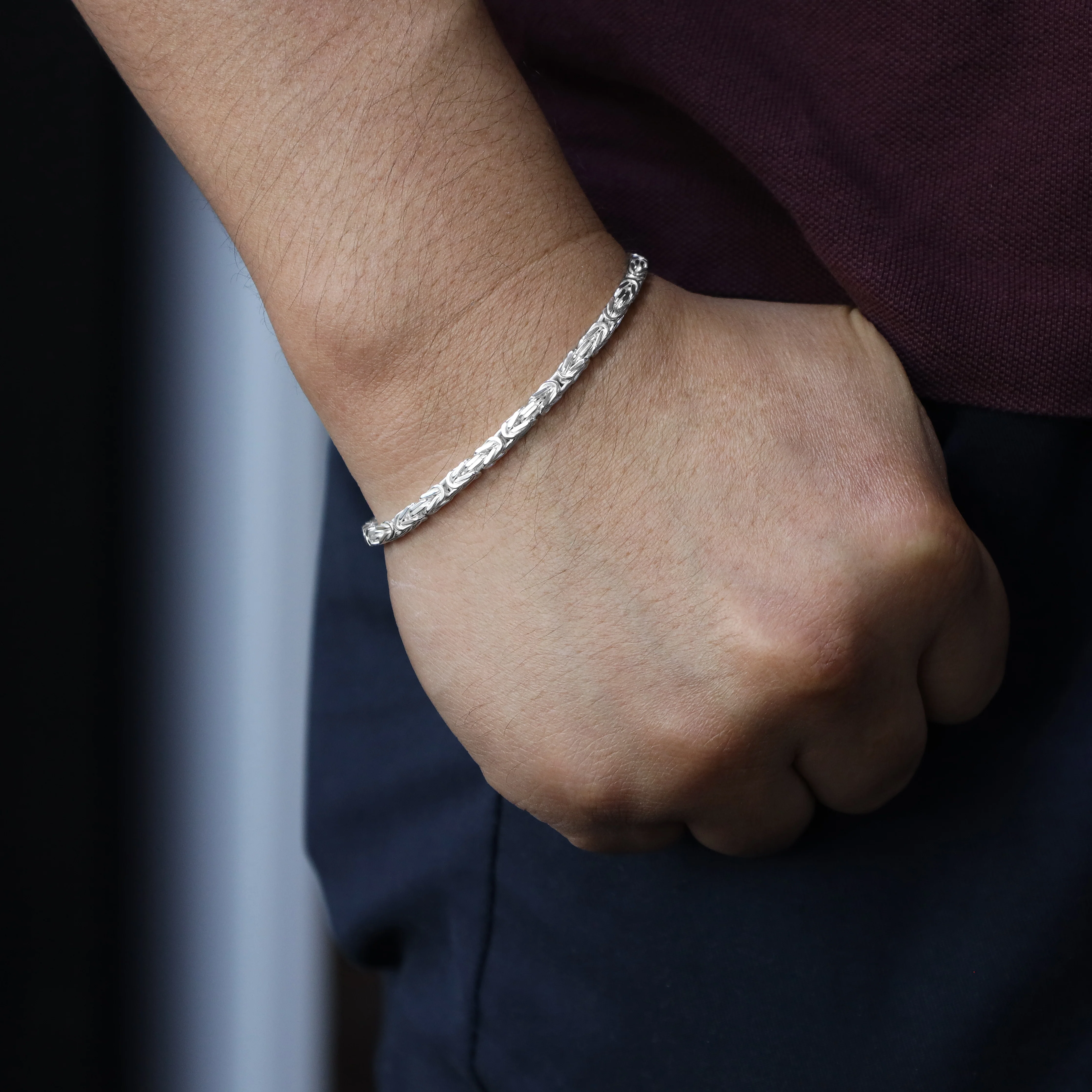 3mm Königskette Armband - 925 Silber massiv vierkant hochglanzpoliert - Image 2