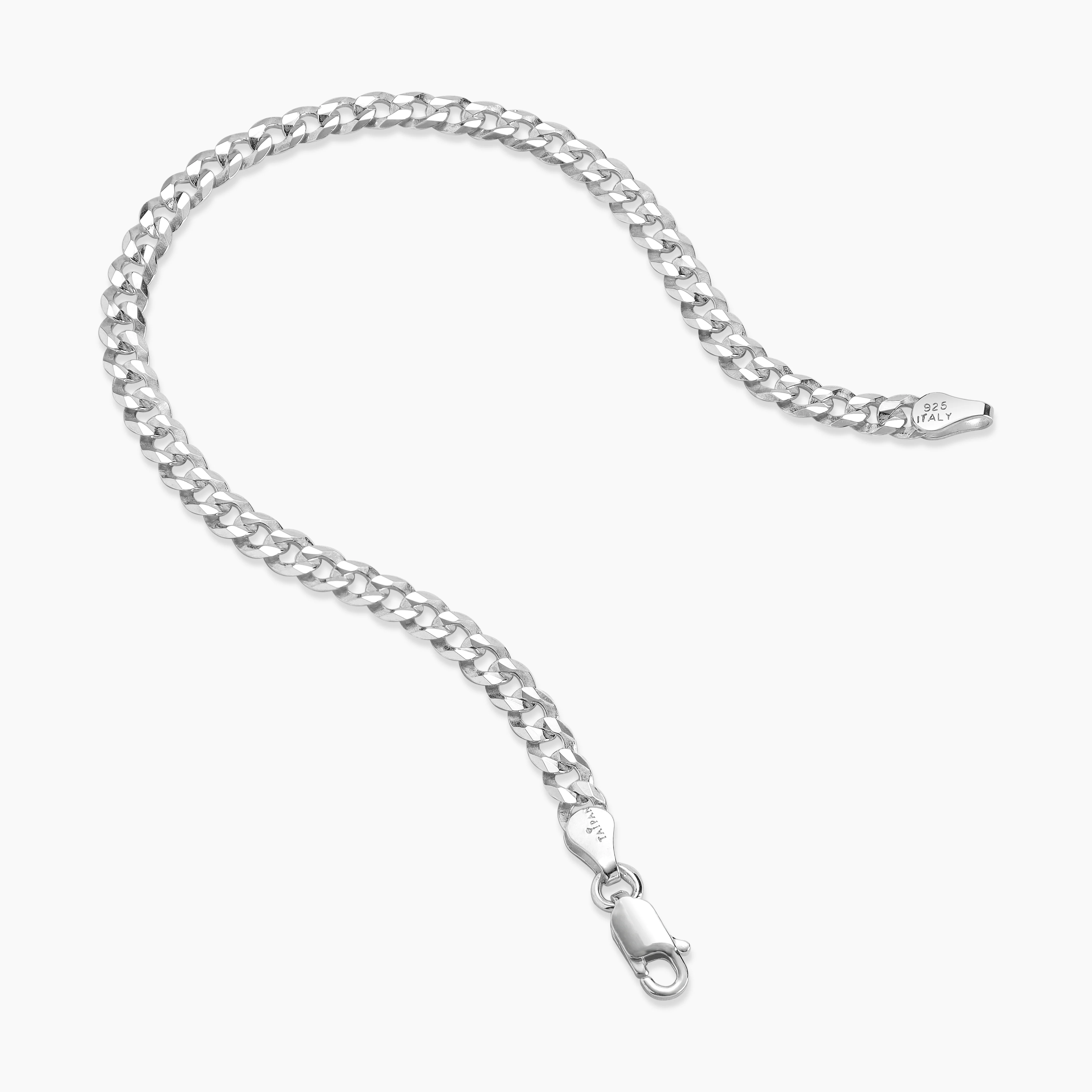 4mm flache Panzerkette Armband - 925 Silber - Image 4