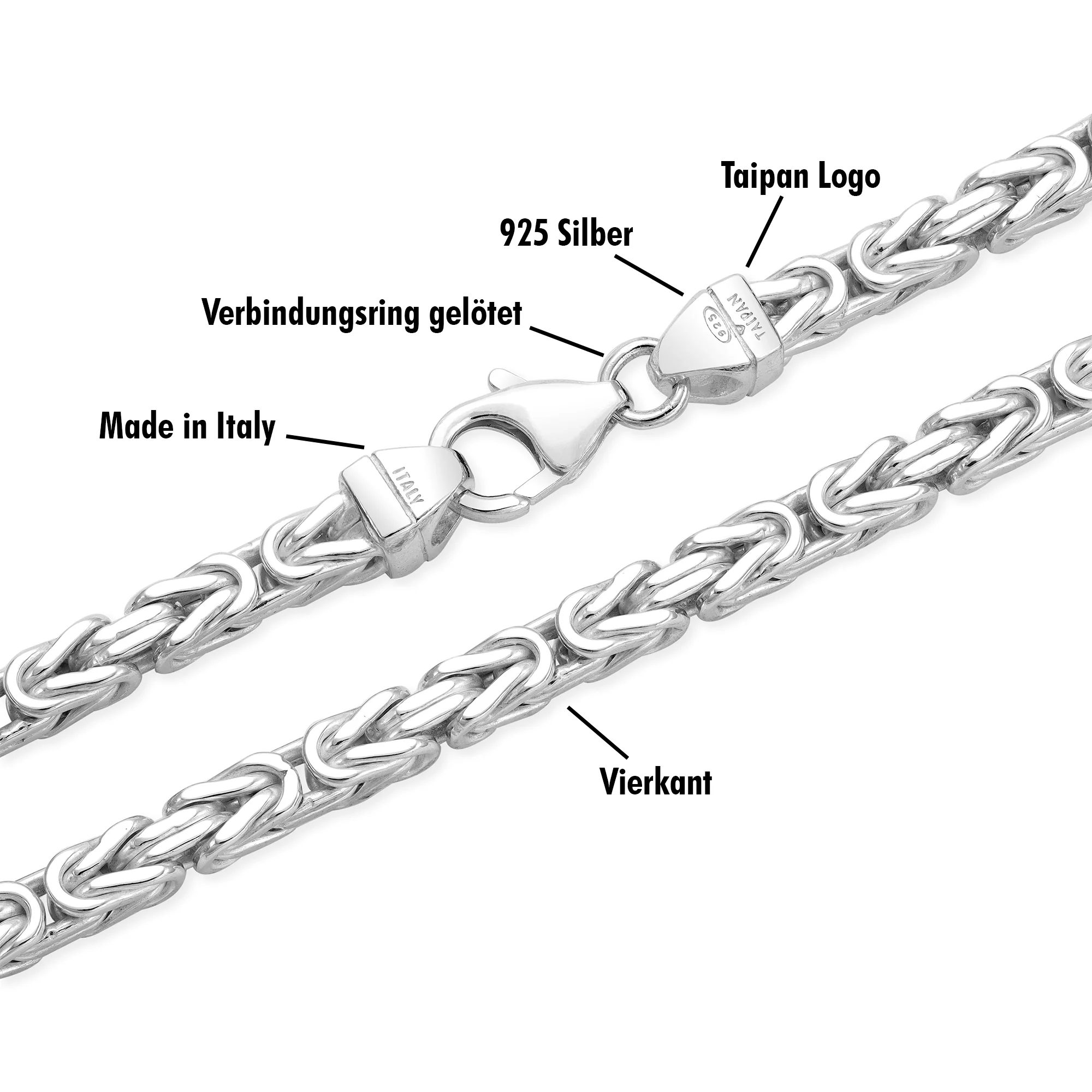 4mm Königskette - 925 Silber massiv vierkant hochglanzpoliert - Image 3