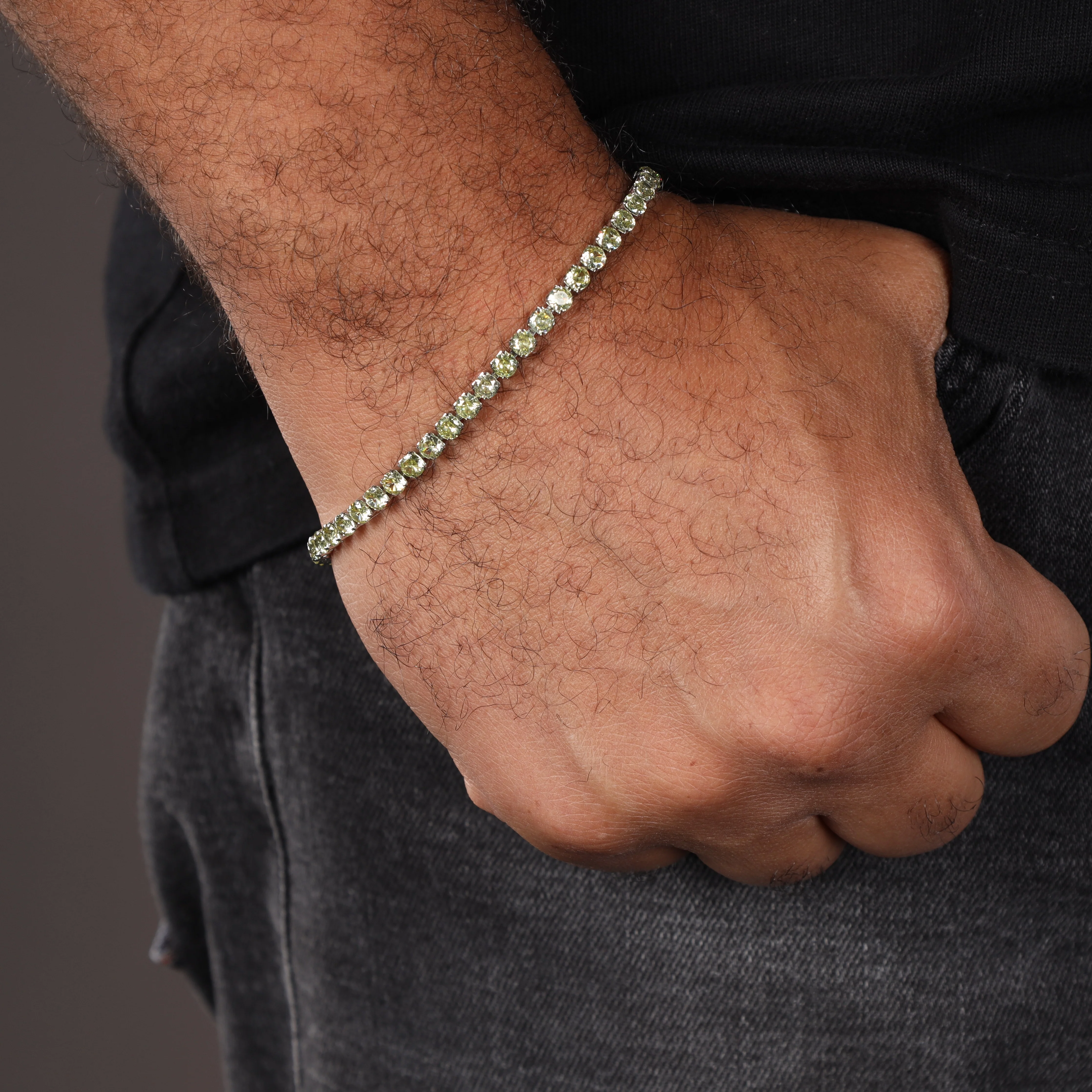 4mm Tennis Chain grün Armband aus Edelstahl - Image 4