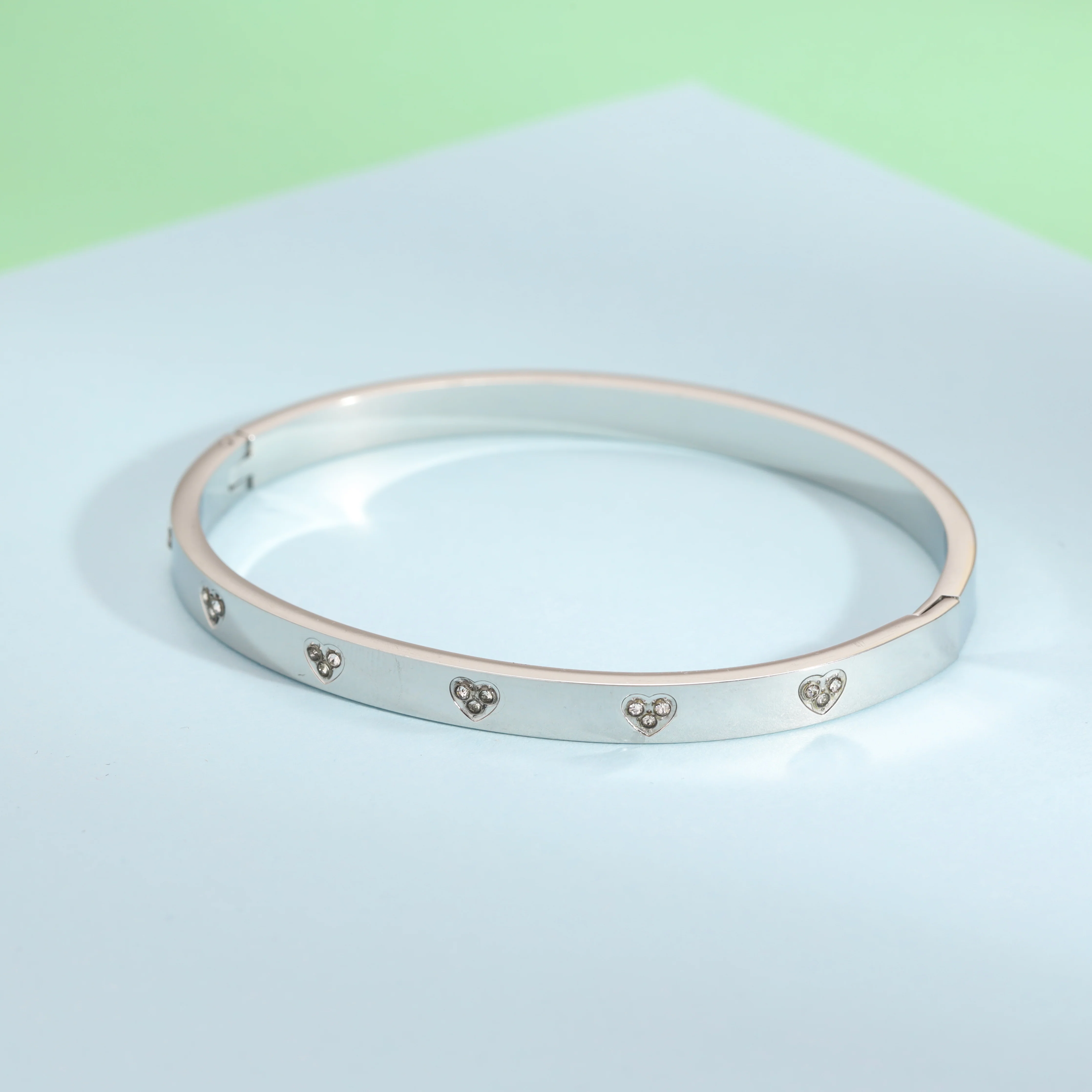 5mm Damen Armreifen Armband aus Edelstahl Herz Diamant - Image 3