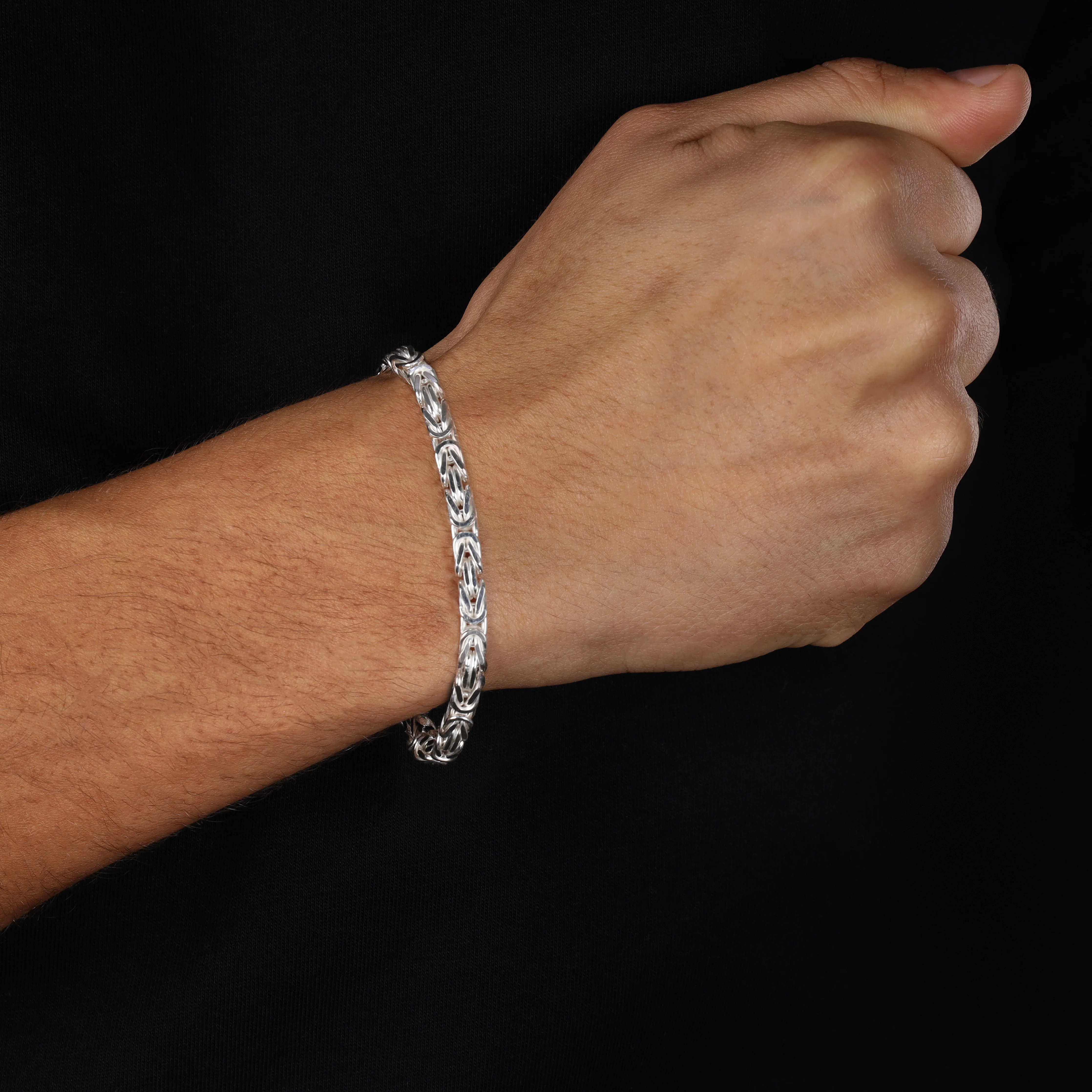 5mm Königskette Armband - 925 Silber massiv vierkant - Image 12