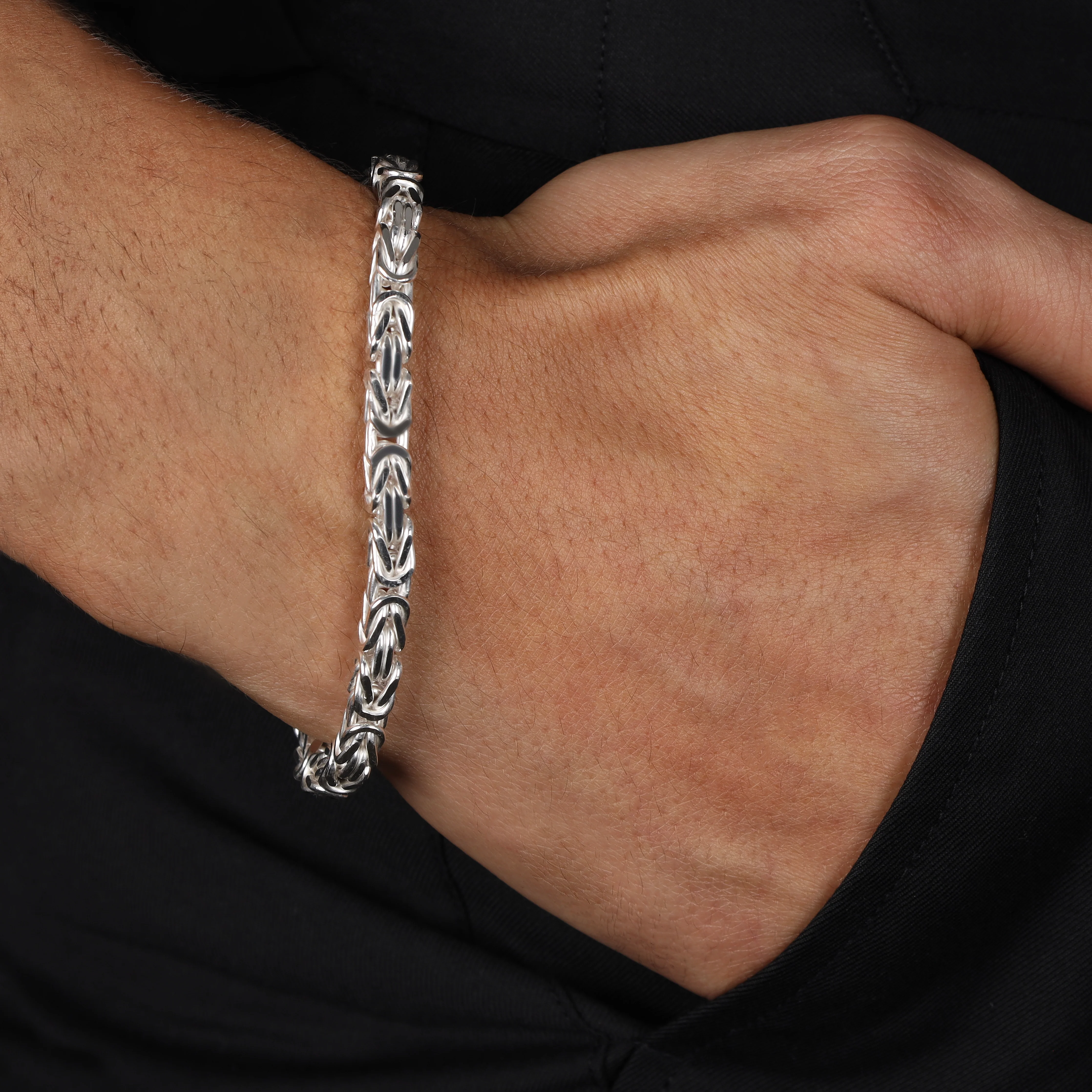 5mm Königskette Armband - 925 Silber massiv vierkant - Image 7