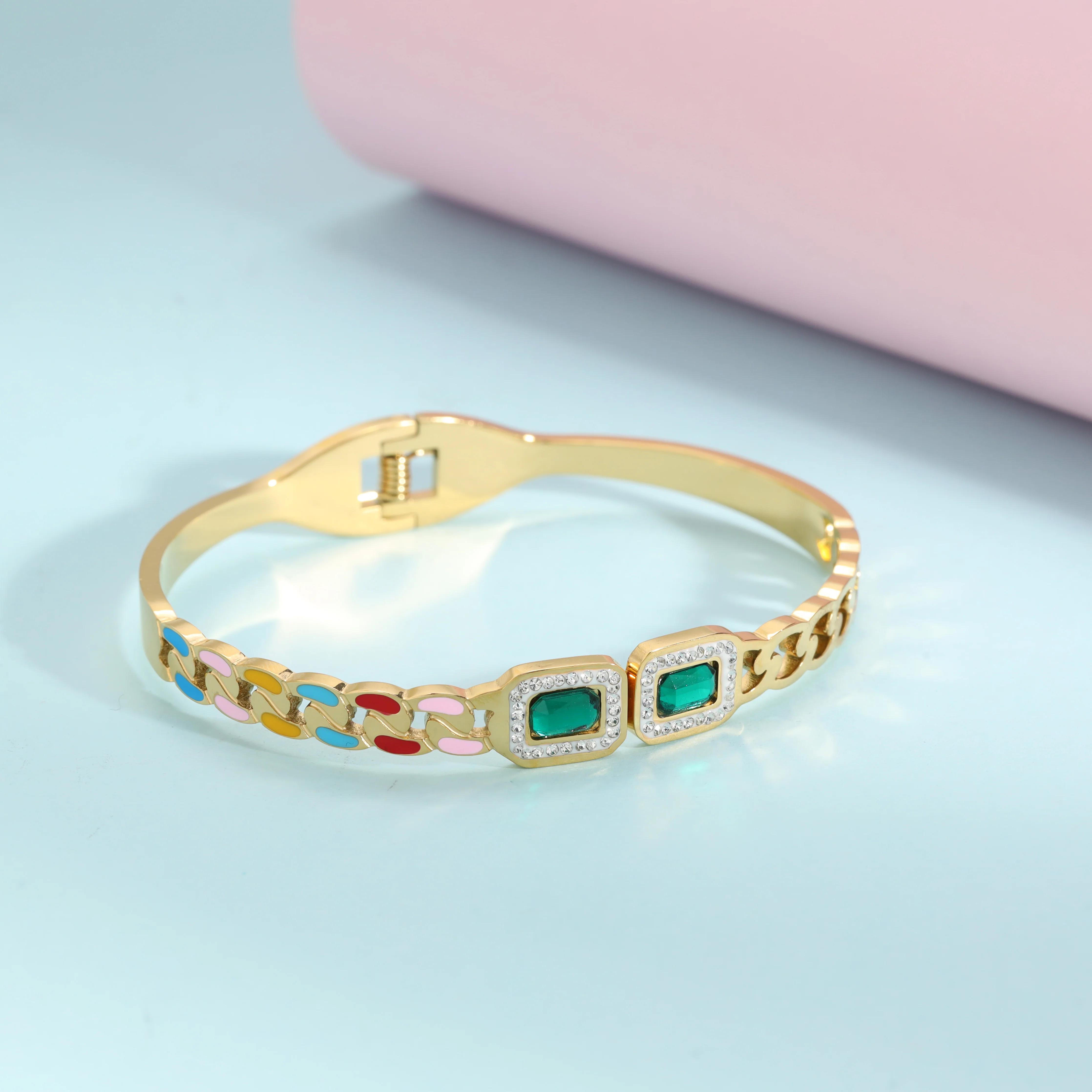 6mm Multicolor Damen Armreifen Armband - Vergoldet - Image 2