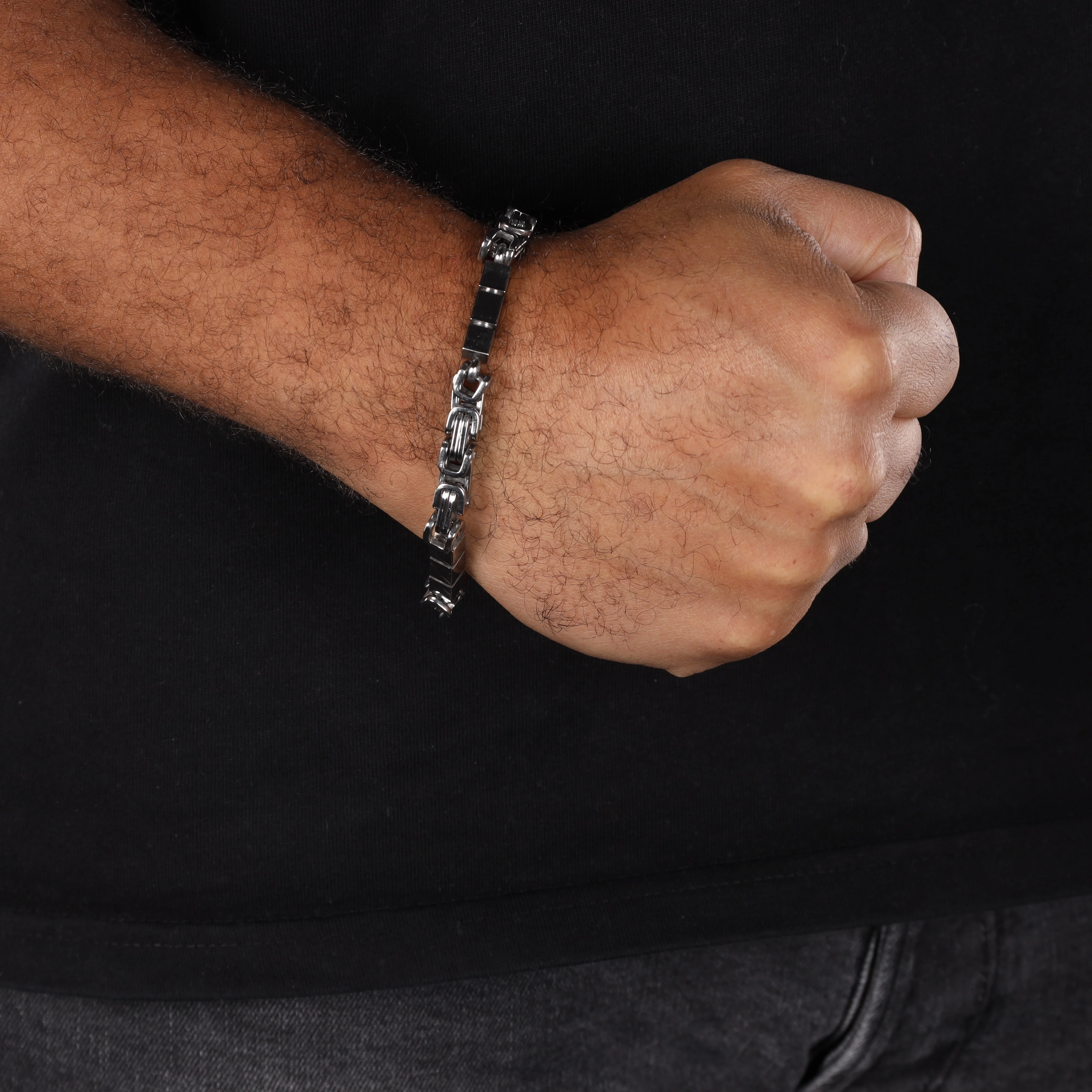 7mm Königskette Armband mit Blöcken 22cm aus Edelstahl - Image 3