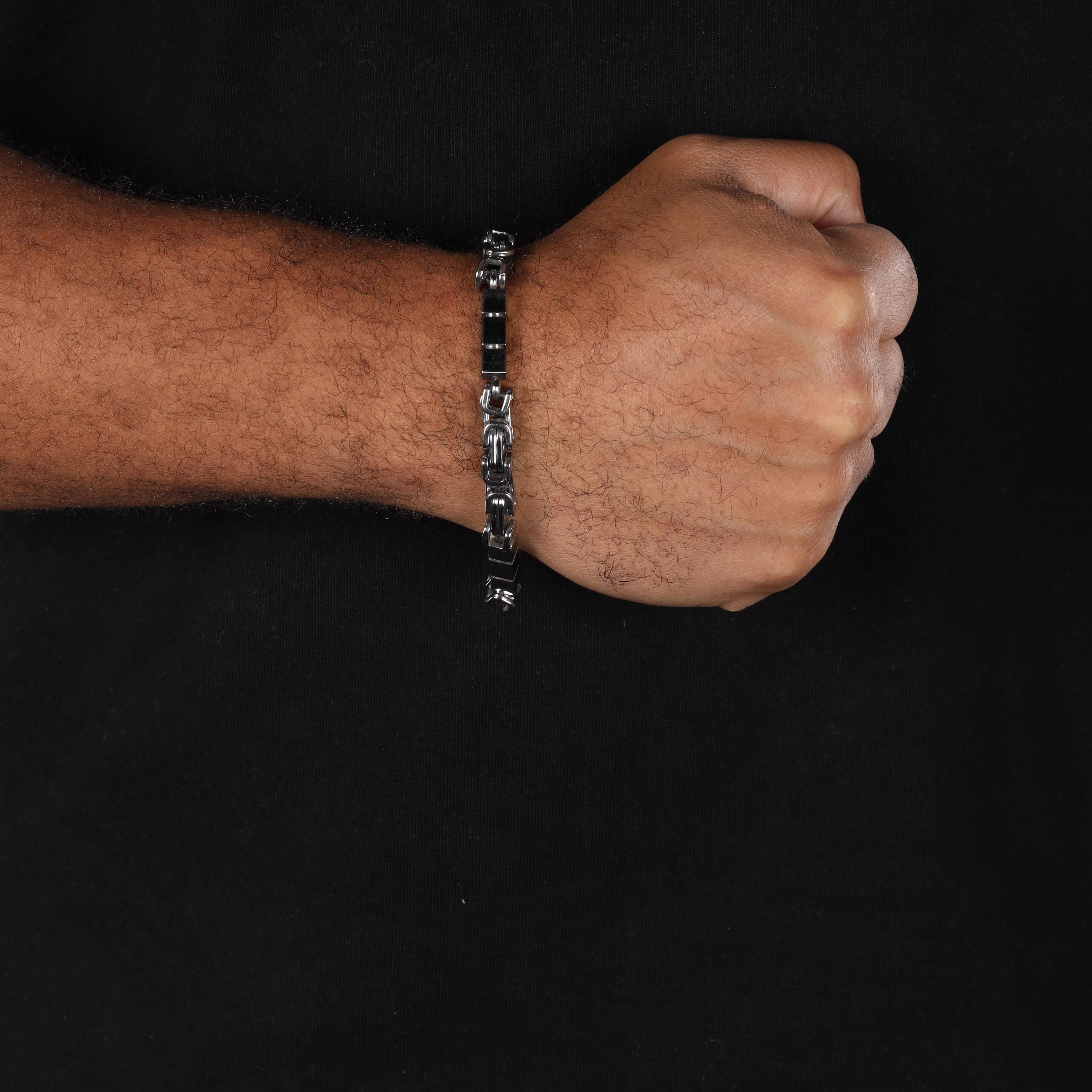 7mm Königskette Armband mit Blöcken 22cm aus Edelstahl - Image 4