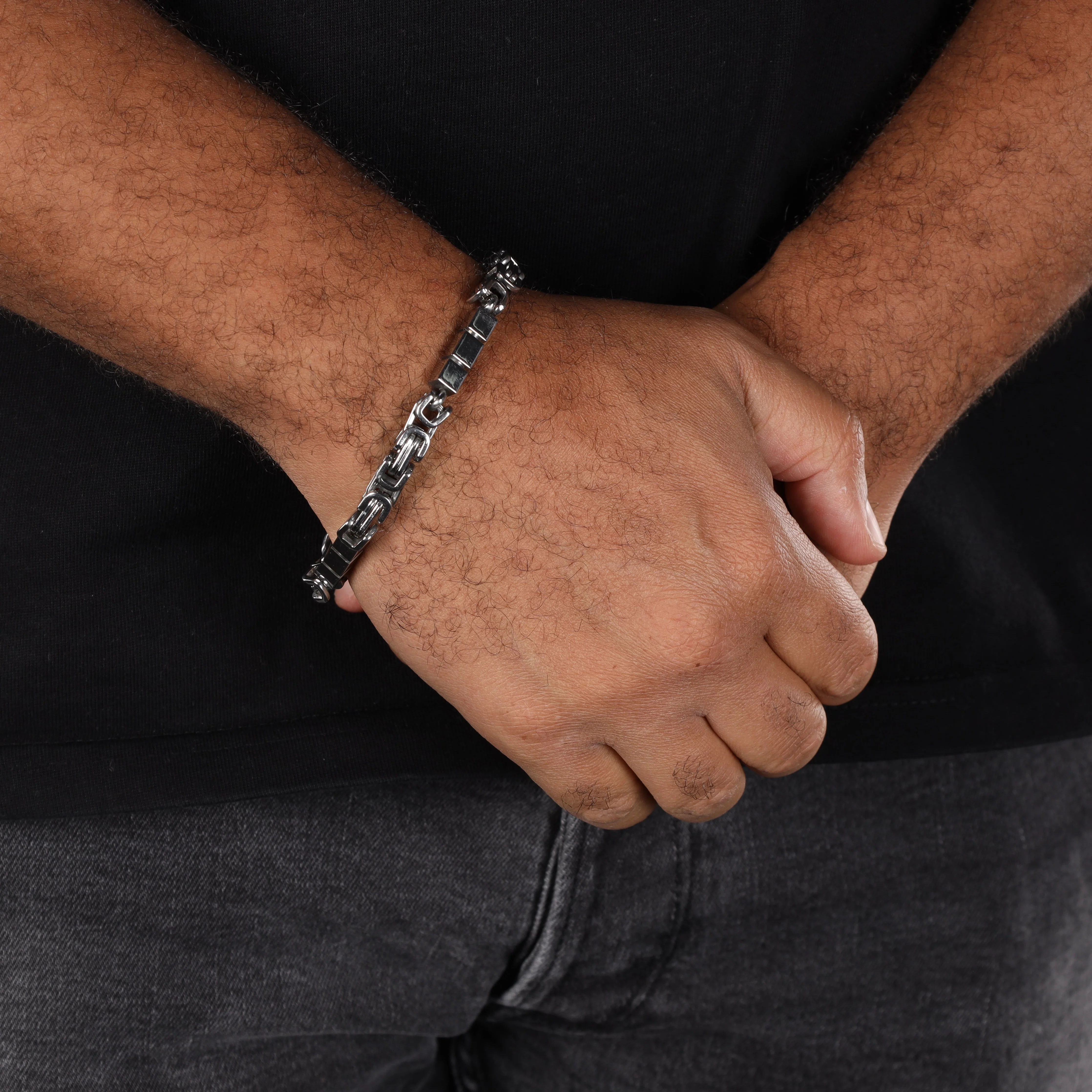 7mm Königskette Armband mit Blöcken 22cm aus Edelstahl - Image 5