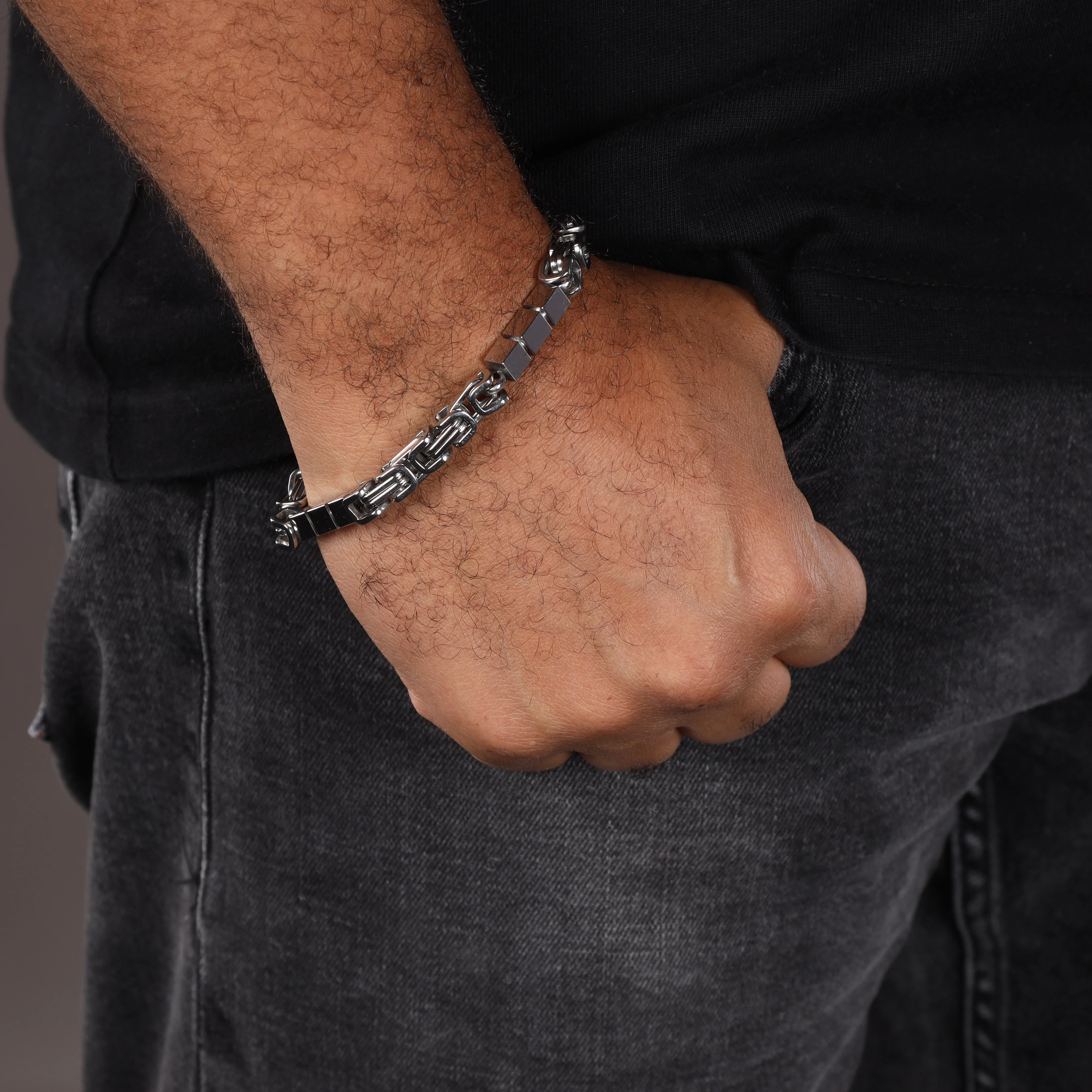 7mm Königskette Armband mit Blöcken 22cm aus Edelstahl - Image 6