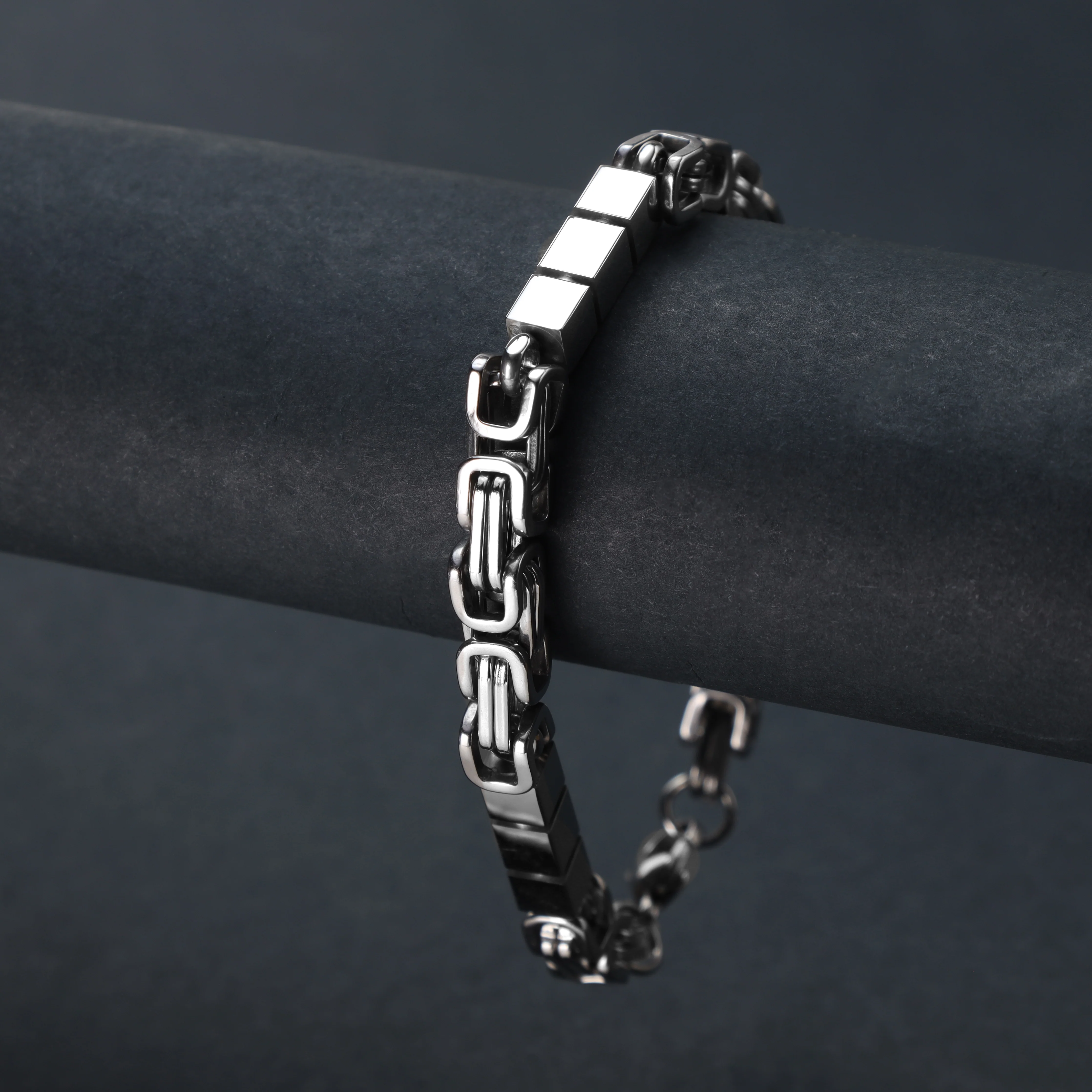 7mm Königskette Armband mit Blöcken 22cm aus Edelstahl - Image 7