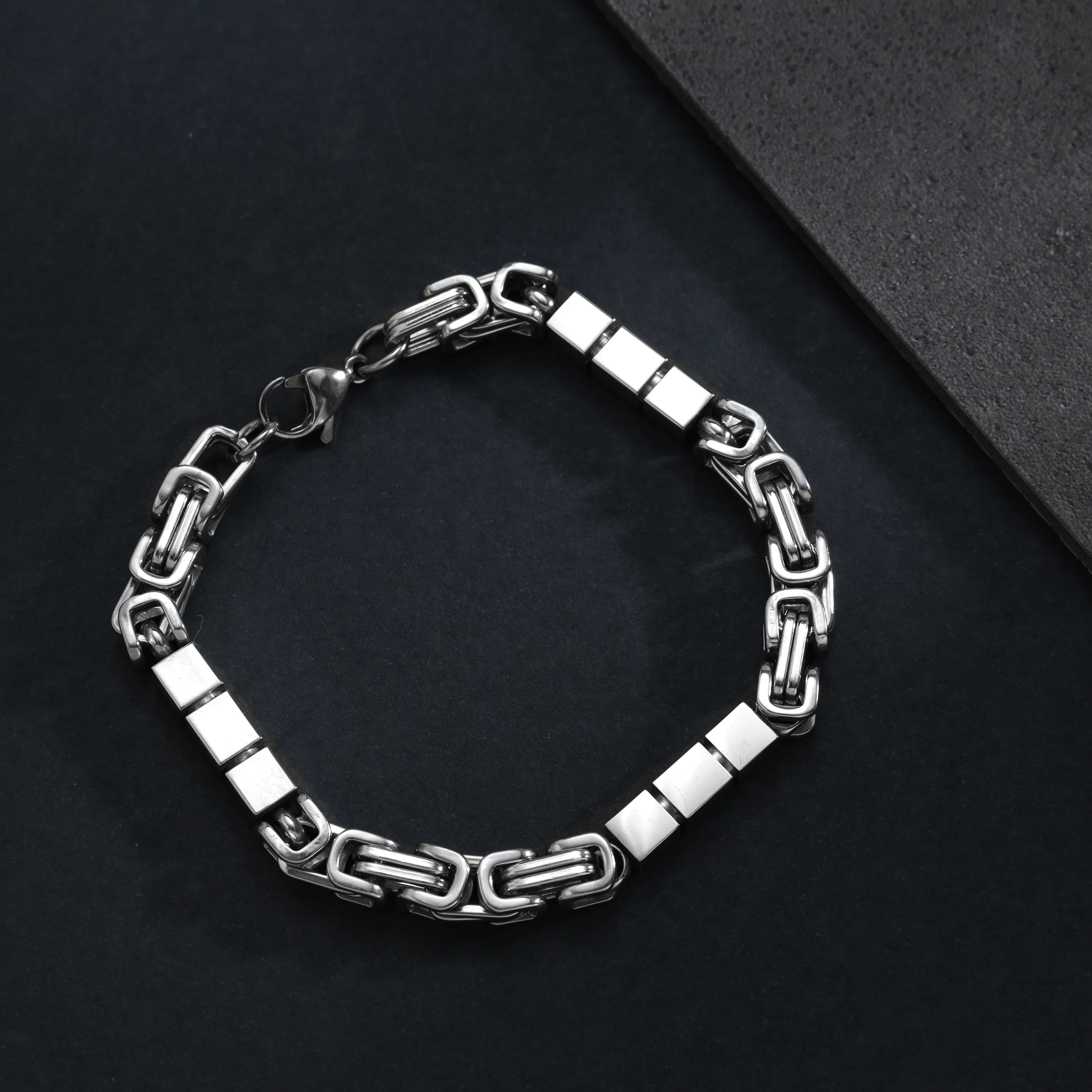 7mm Königskette Armband mit Blöcken 22cm aus Edelstahl - Image 8