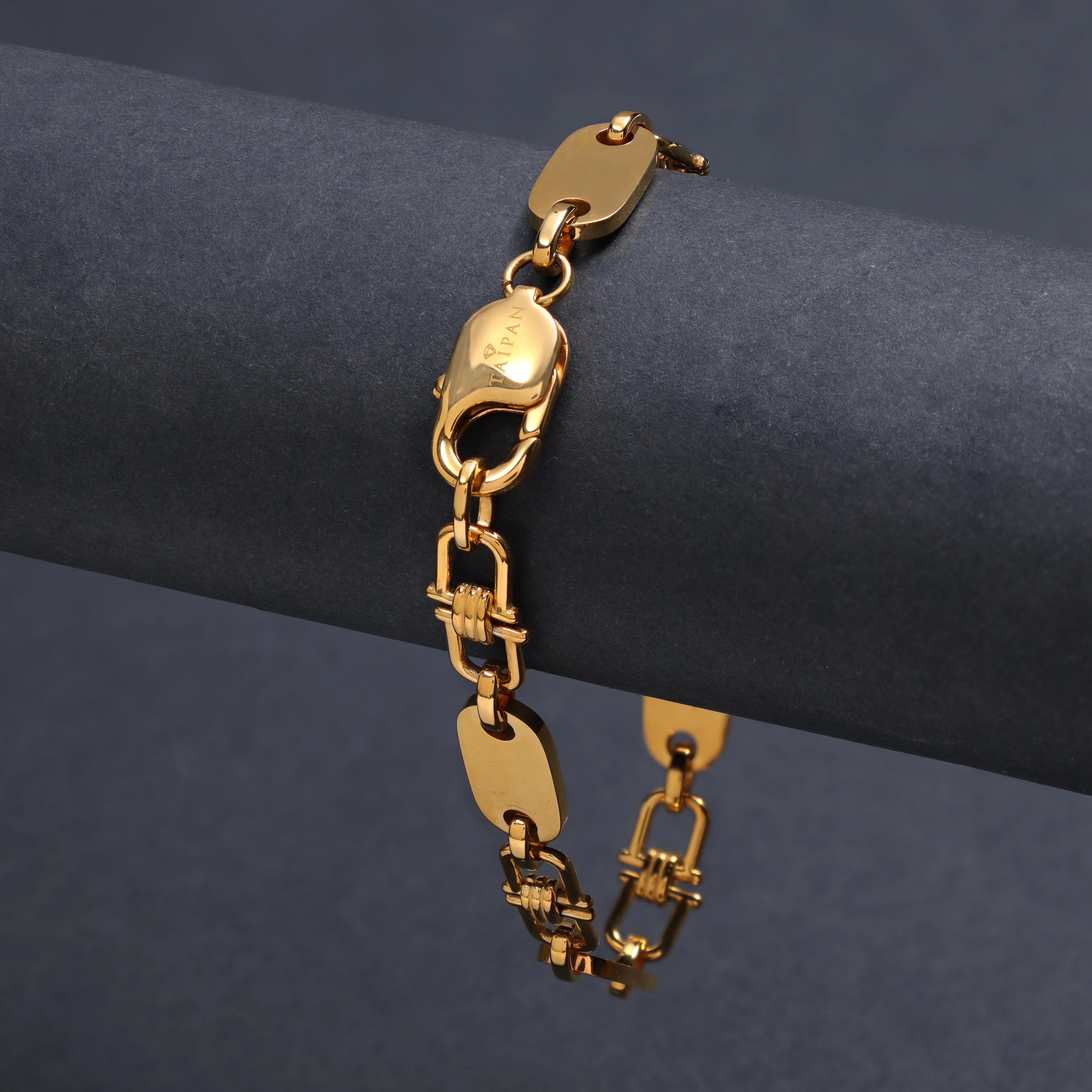 8,5mm Plattenkette Armband aus Edelstahl - Vergoldet - Image 10