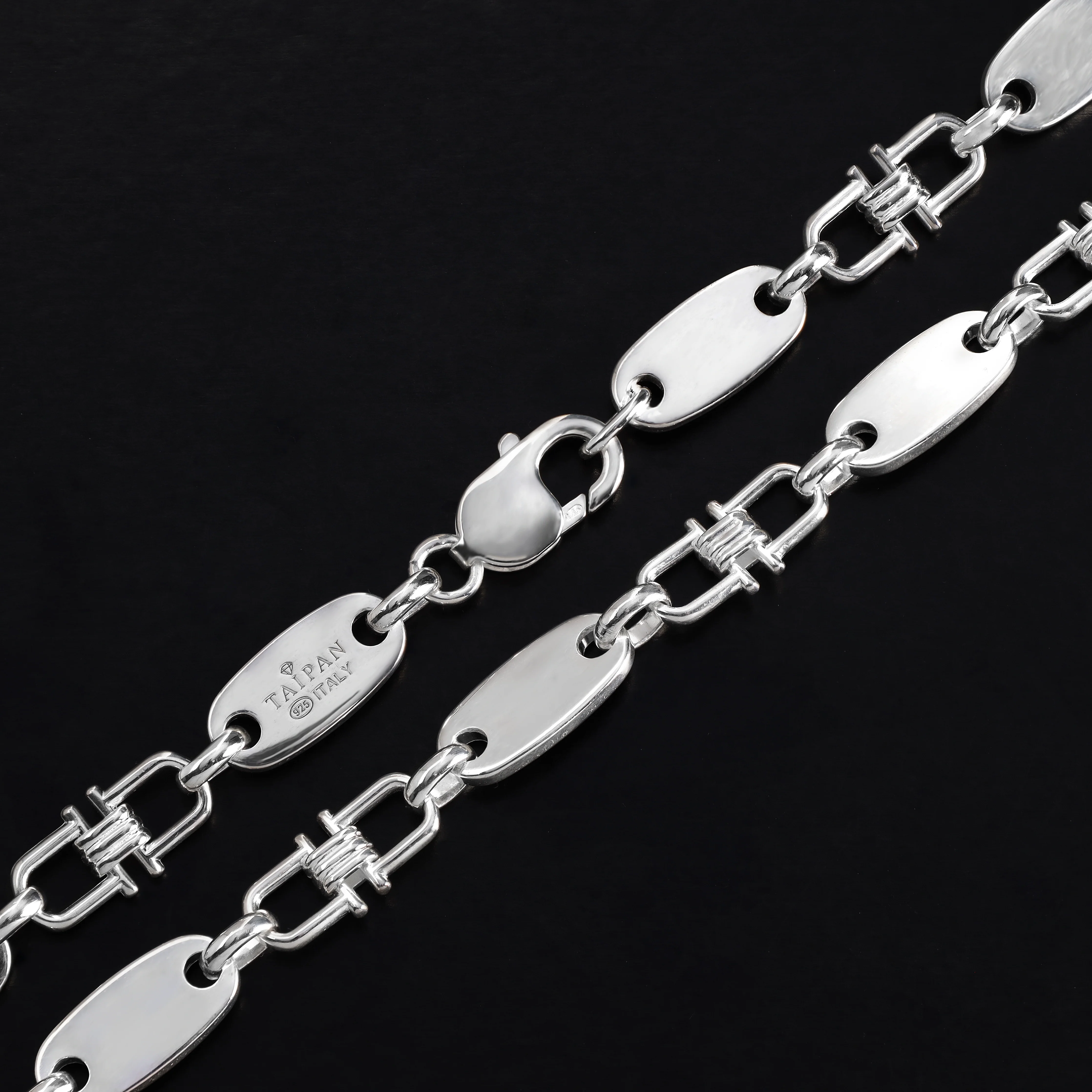 8mm Plattenkette bewegliche Steigbügelkette - 925 Silber - Image 8