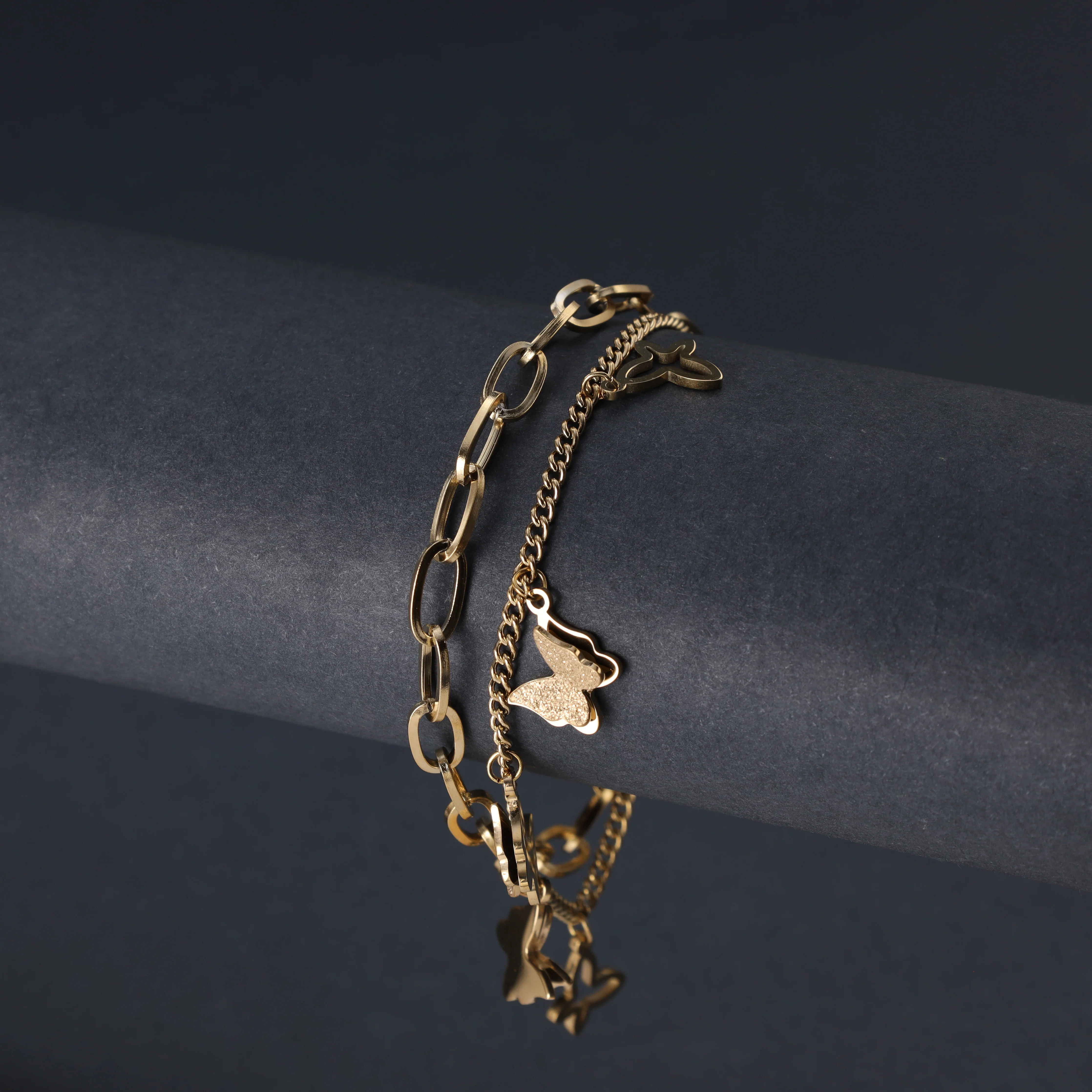 Bettelarmband Damen Armband aus Edelstahl - Vergoldet - Image 3