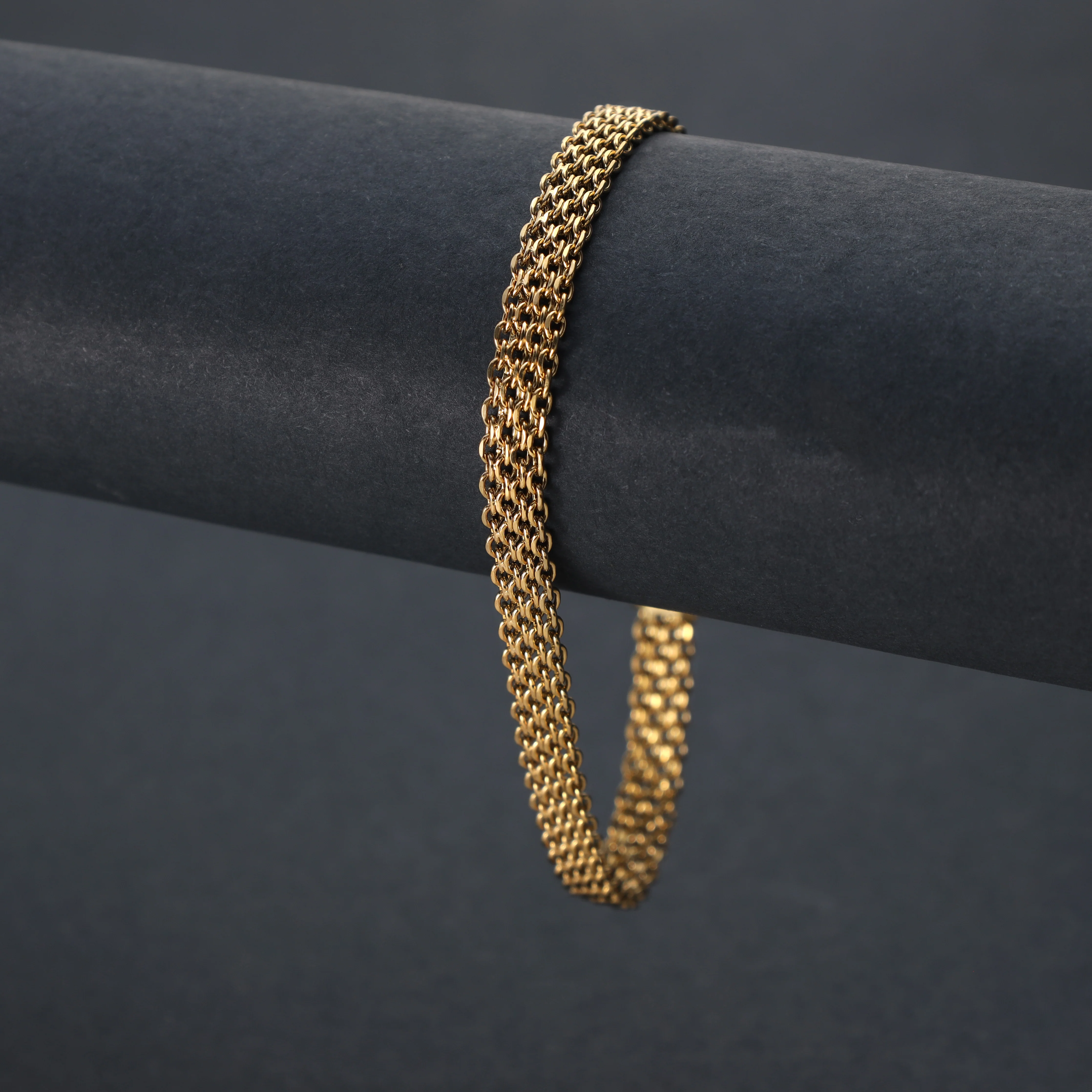 Bismarckkette Garibaldikette Armband 6mm 21cm aus Edelstahl - vergoldet - Image 3