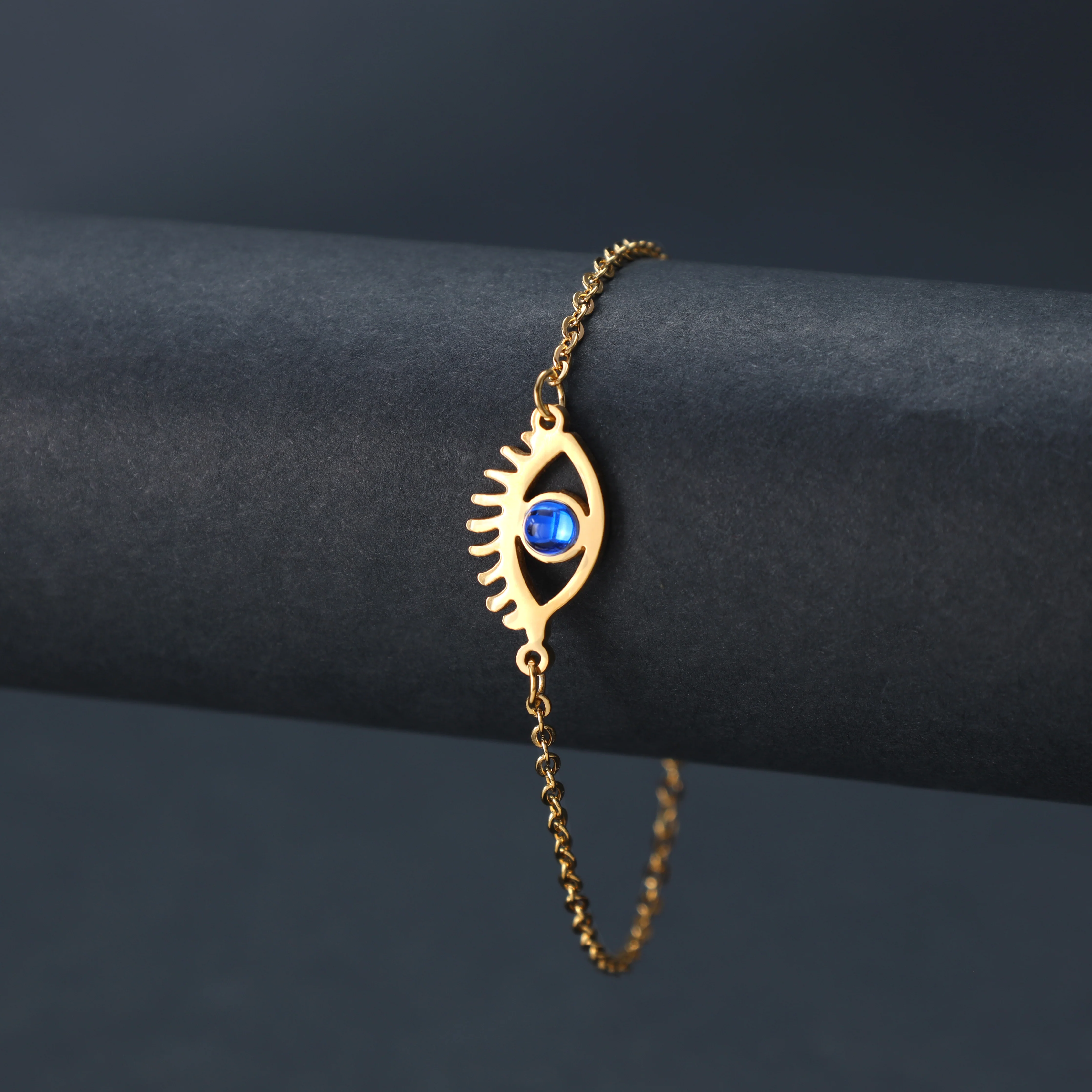 Damen Ankerkette mit Evil Eye Nazar Armband aus Edelstahl - vergoldet - Image 3