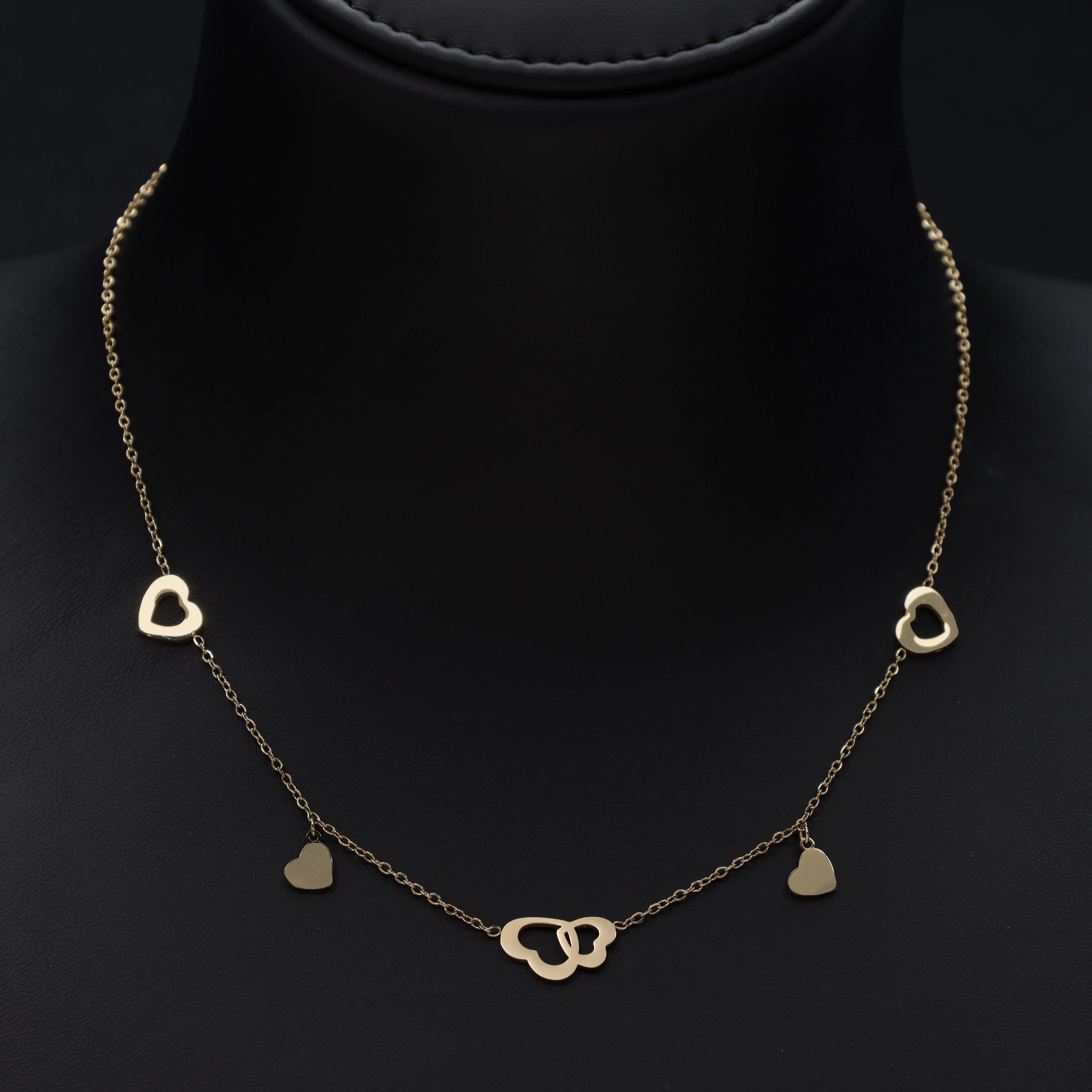Damen Ankerkette mit hertz 1mm aus Edelstahl Vergoldet - Image 3