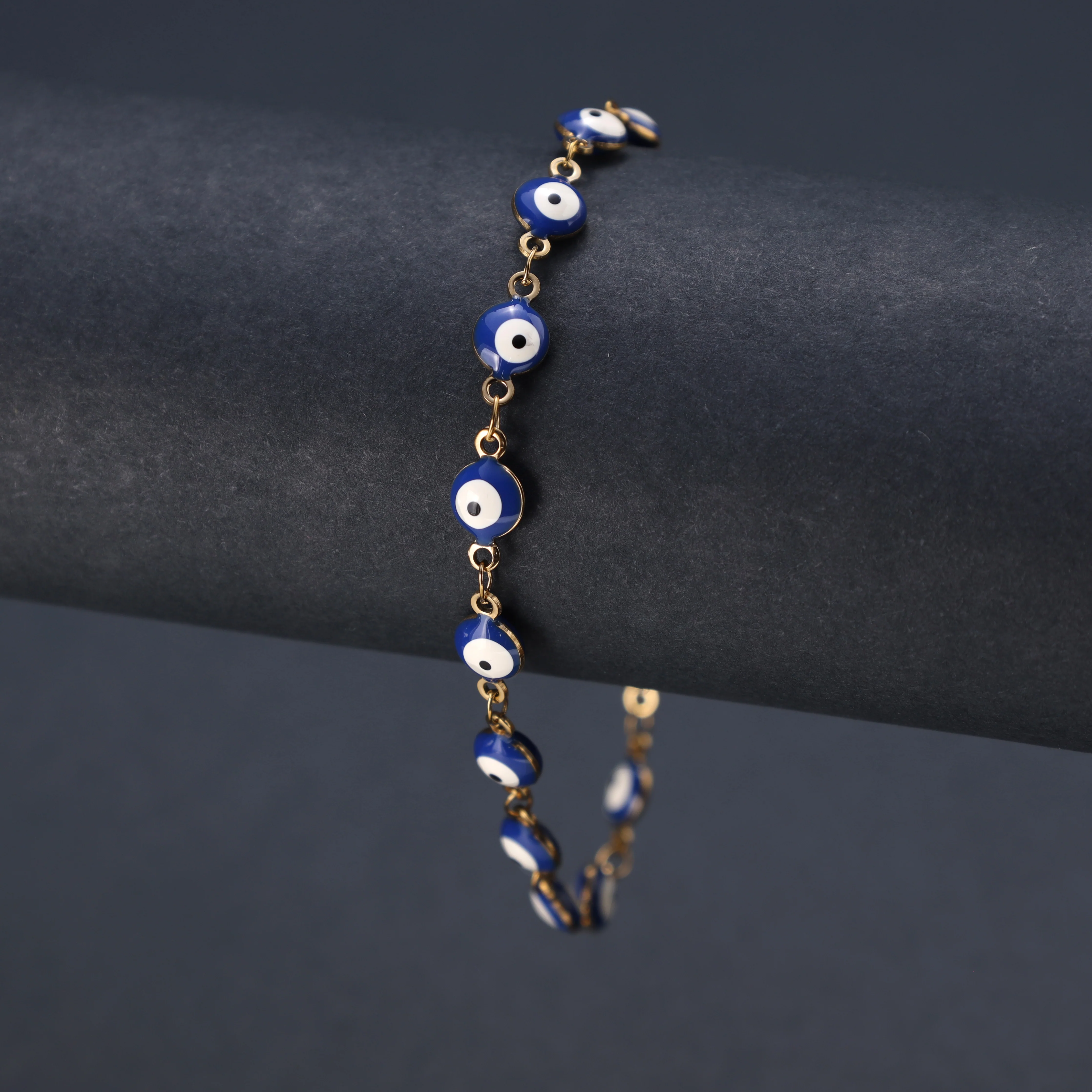 Damen Armband Evil Eye blau aus Edelstahl - Vergoldet - Image 3
