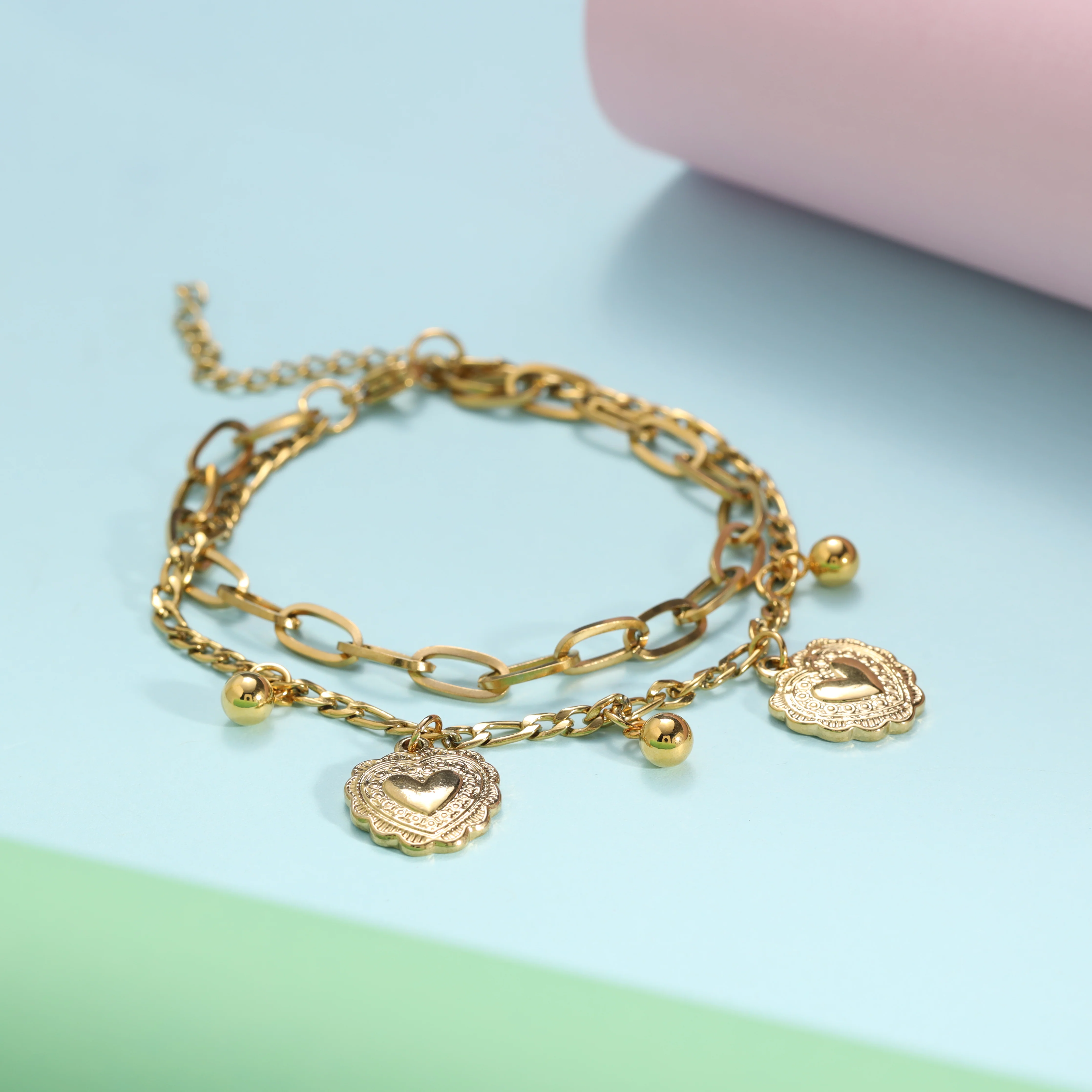 Damen Bettelarmband aus Edelstahl - Vergoldet - Image 2