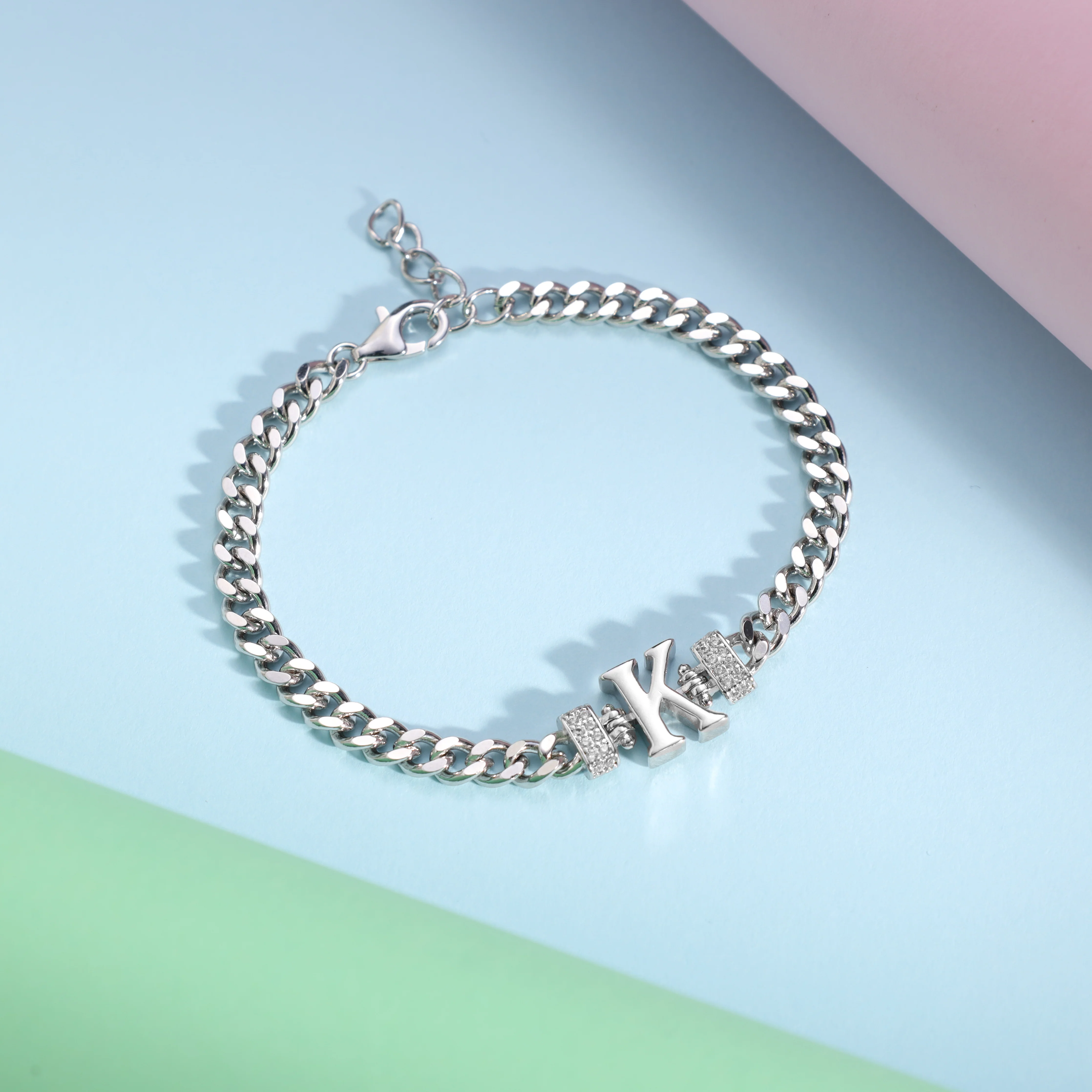 Damen Panzerkette Armband mit Buchstaben A-Z - Image 33