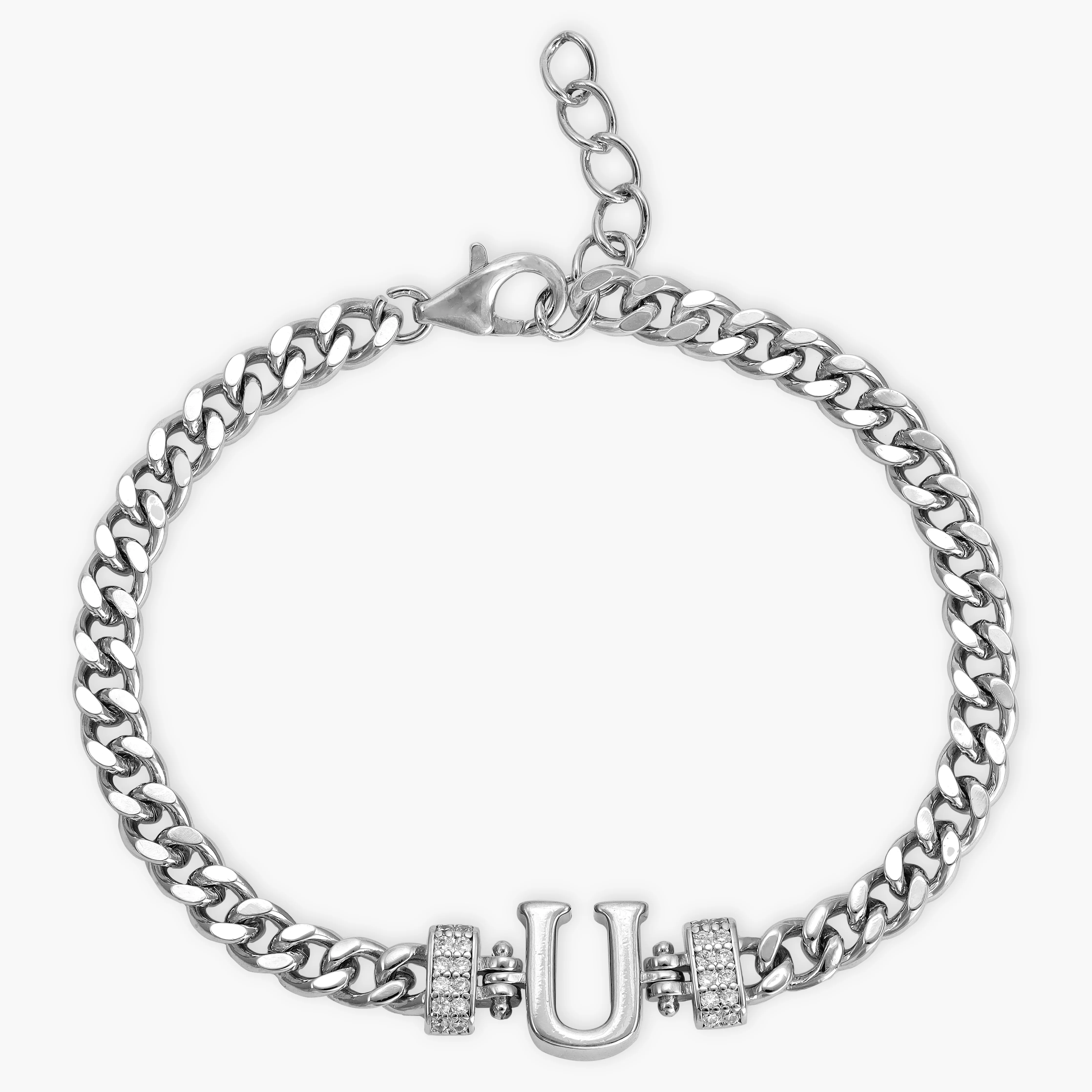 Damen Panzerkette Armband mit Buchstaben A-Z - Image 59