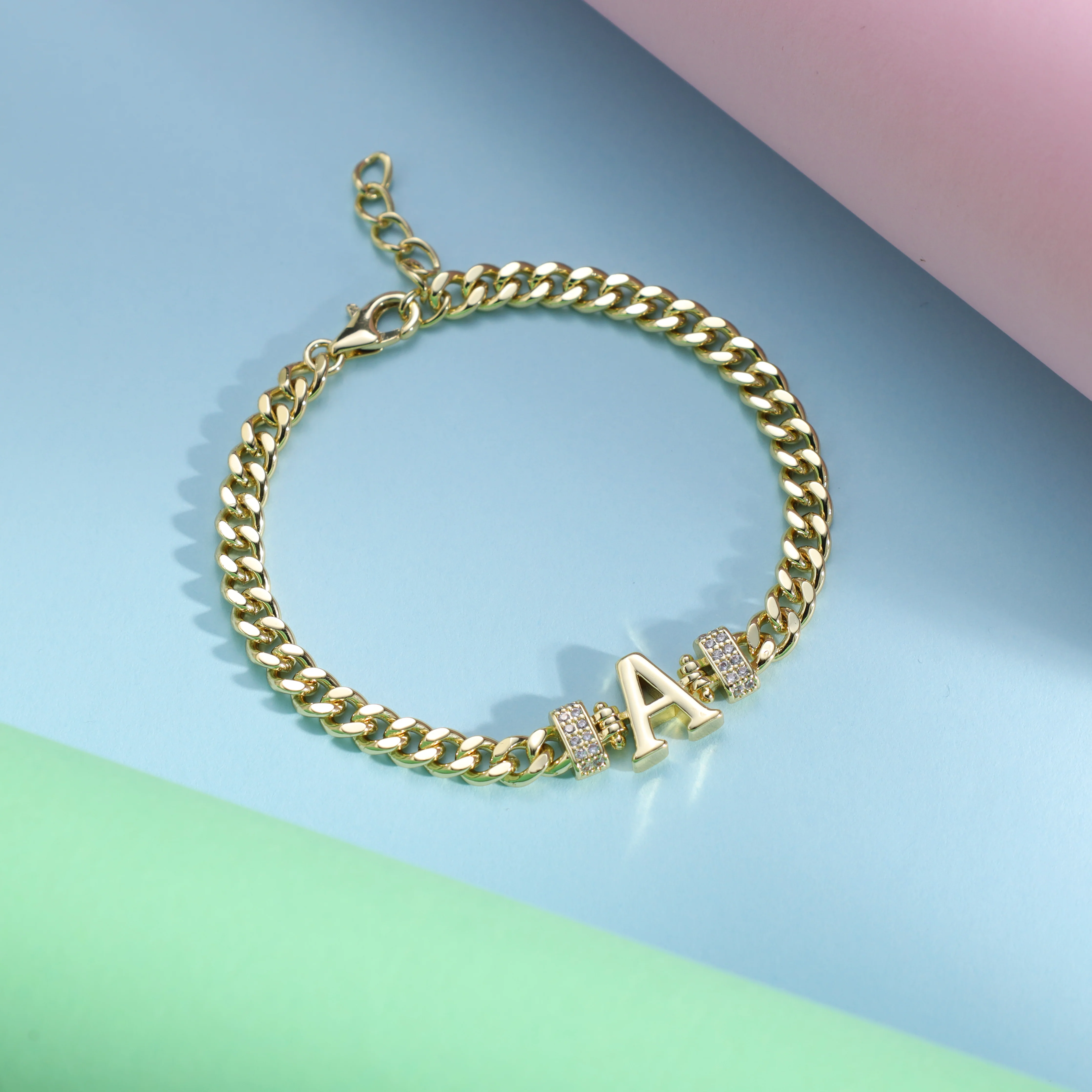 Damen Panzerkette Armband mit Buchstaben A-Z - Vergoldet - Image 3
