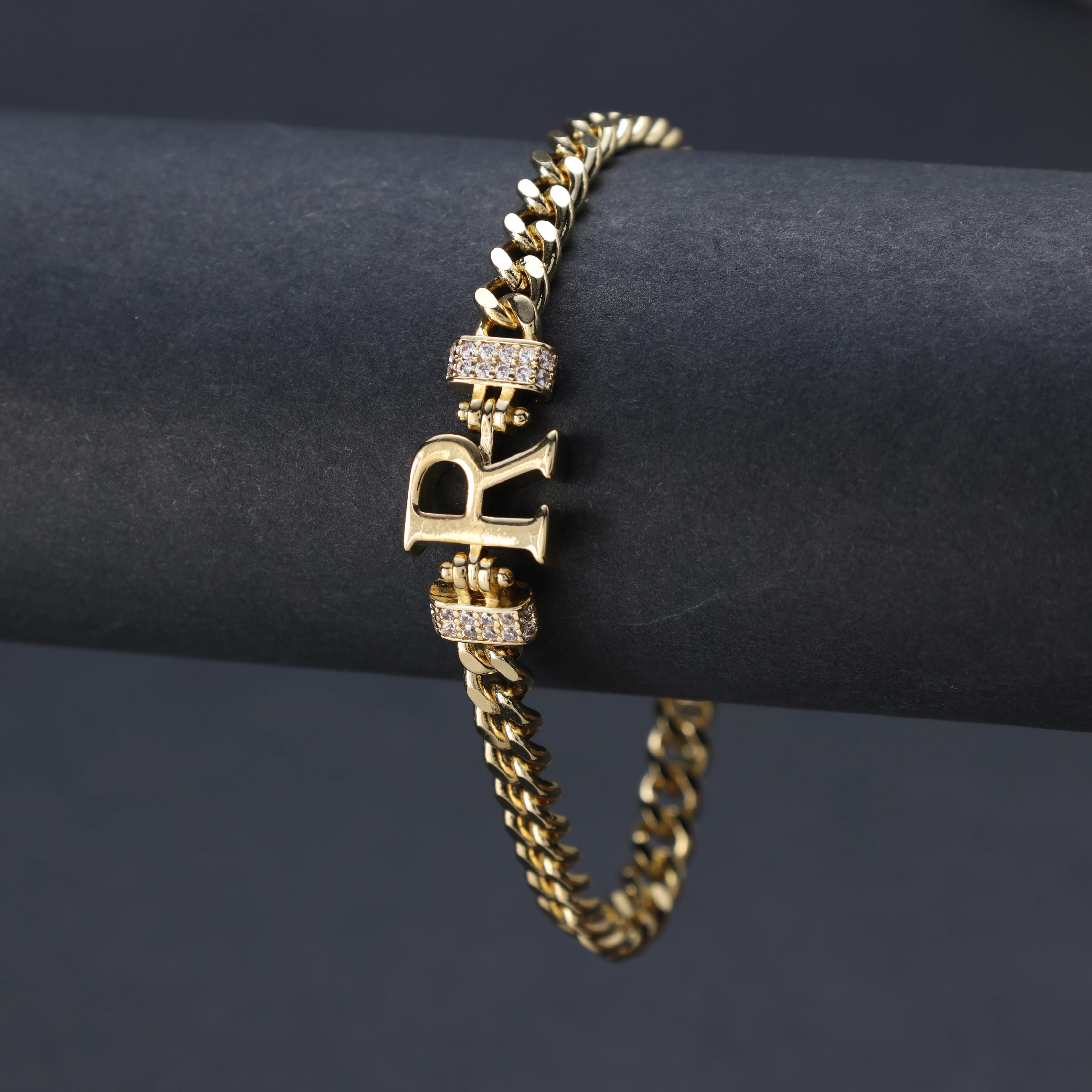 Damen Panzerkette Armband mit Buchstaben A-Z - Vergoldet - Image 52