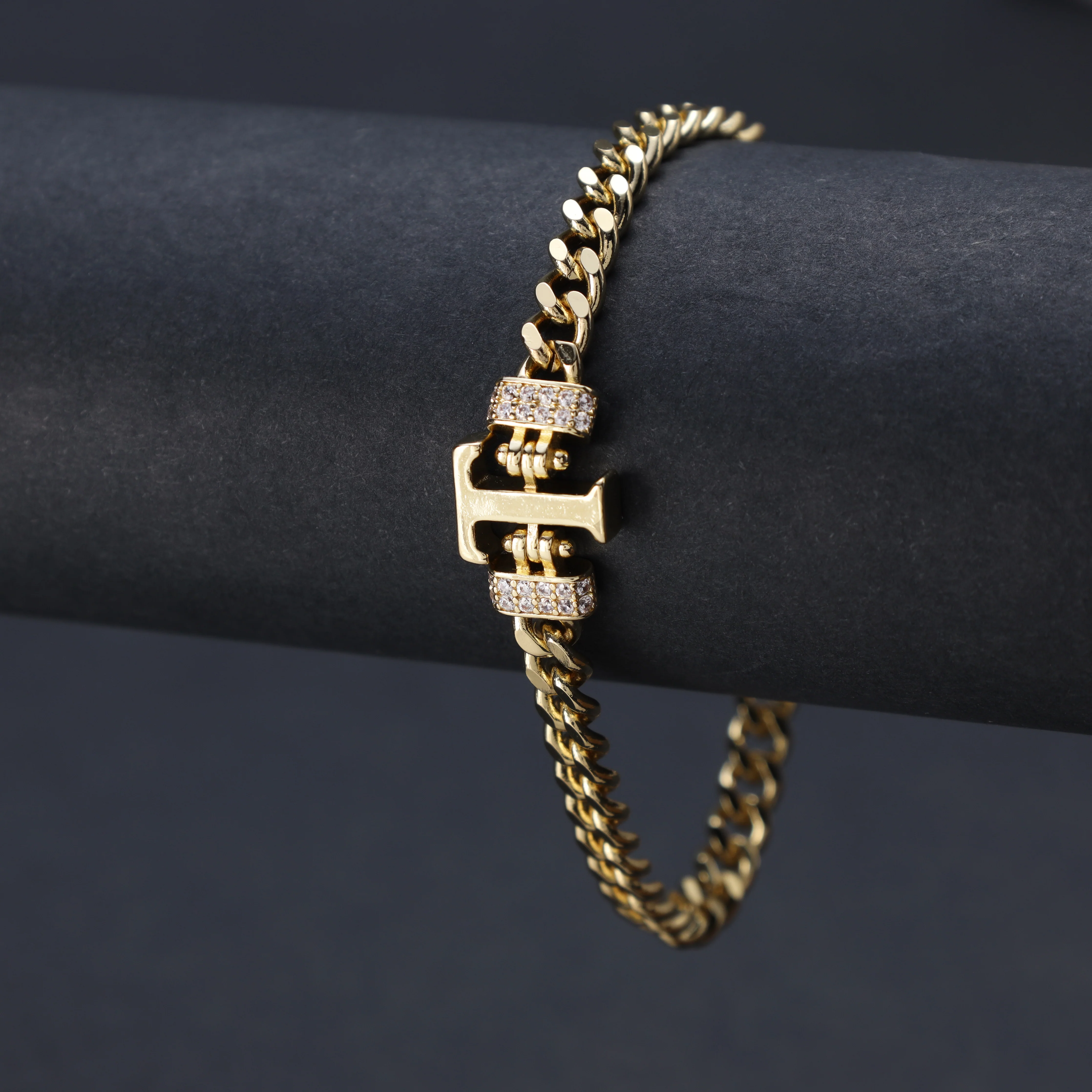 Damen Panzerkette Armband mit Buchstaben A-Z - Vergoldet - Image 58