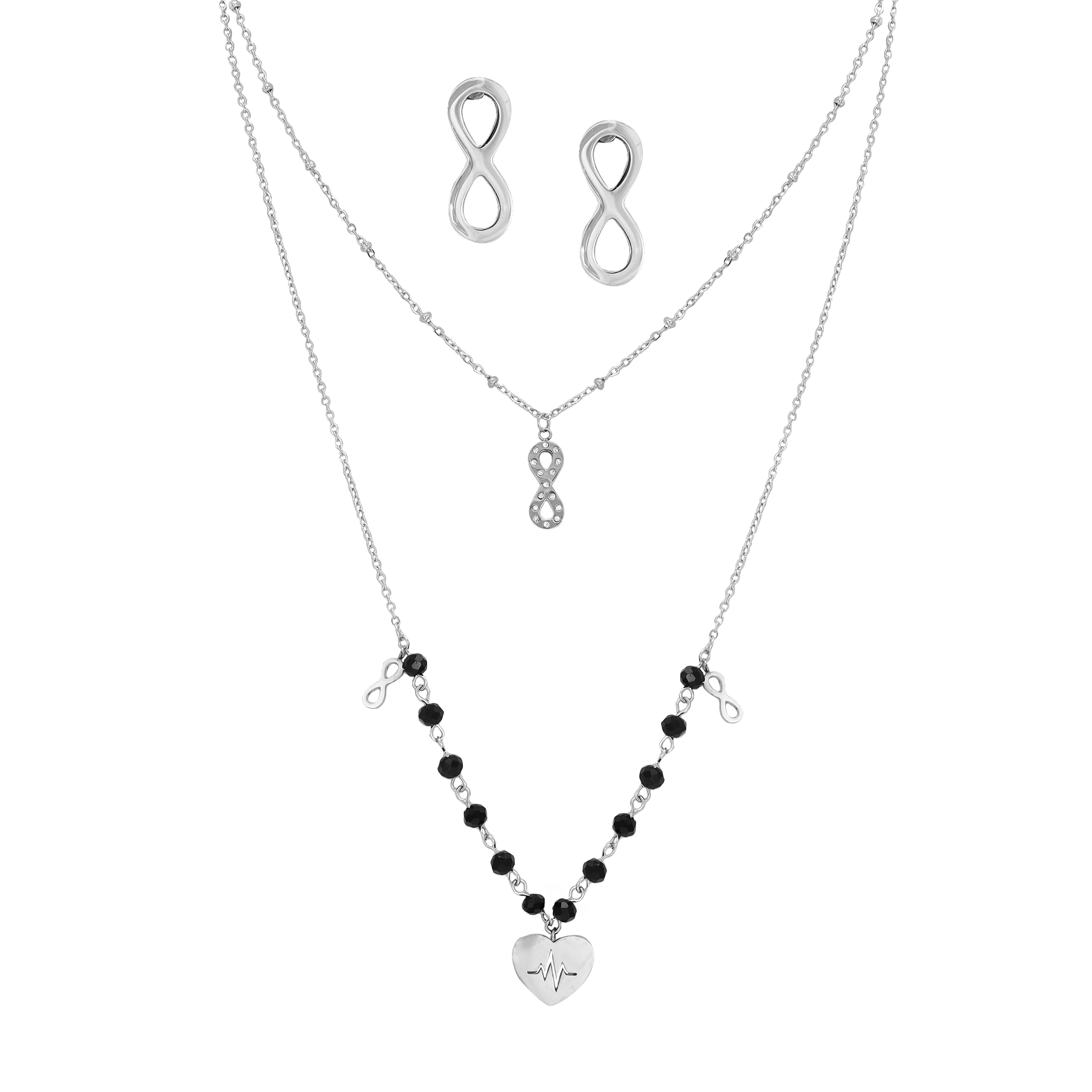 Damen Set Infinity mit Herz Anhänger, Ohrringe aus Edelstahl - Image 2
