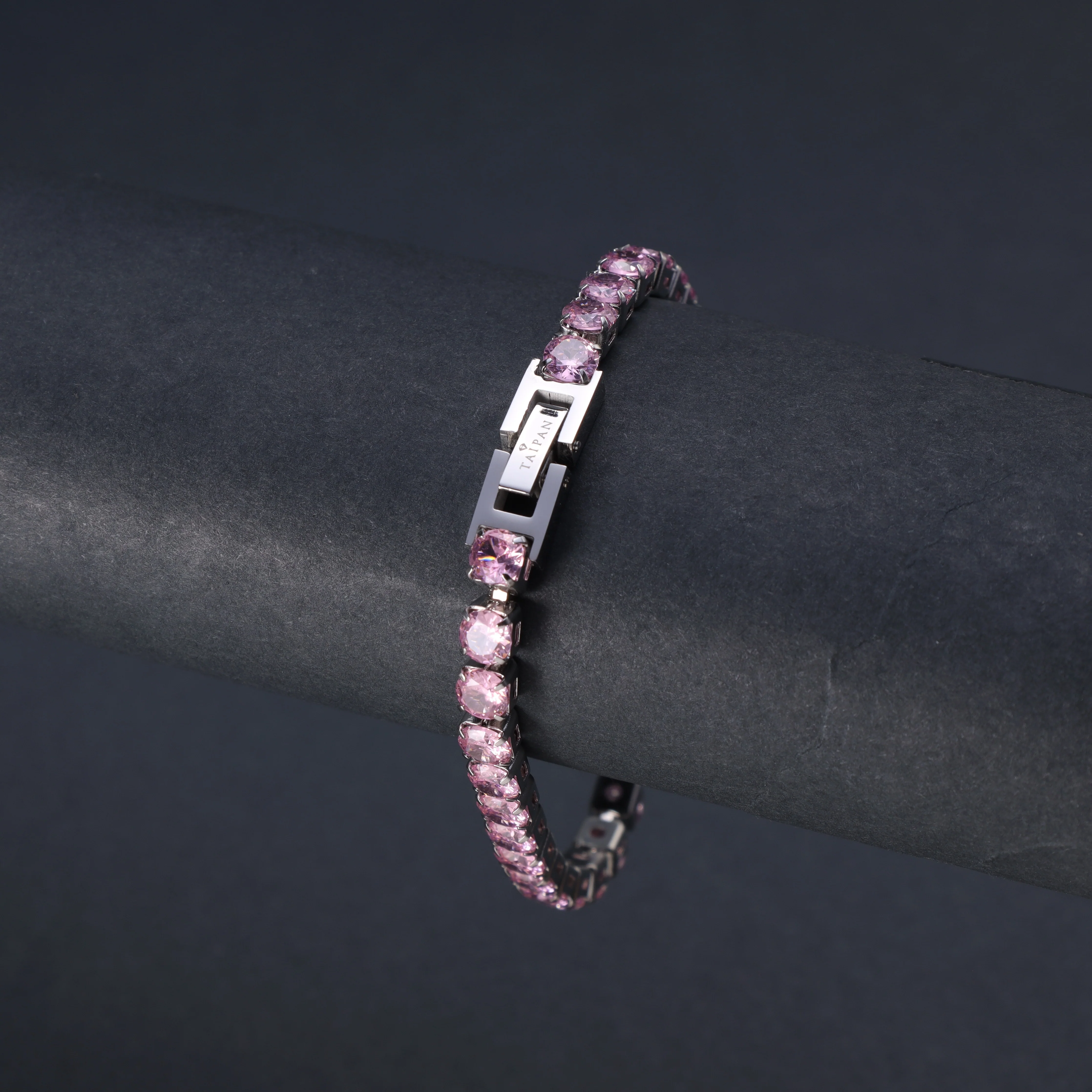 Damen Tennis Chain Armband Pink 5mm breit aus Edelstahl VVS - Image 5