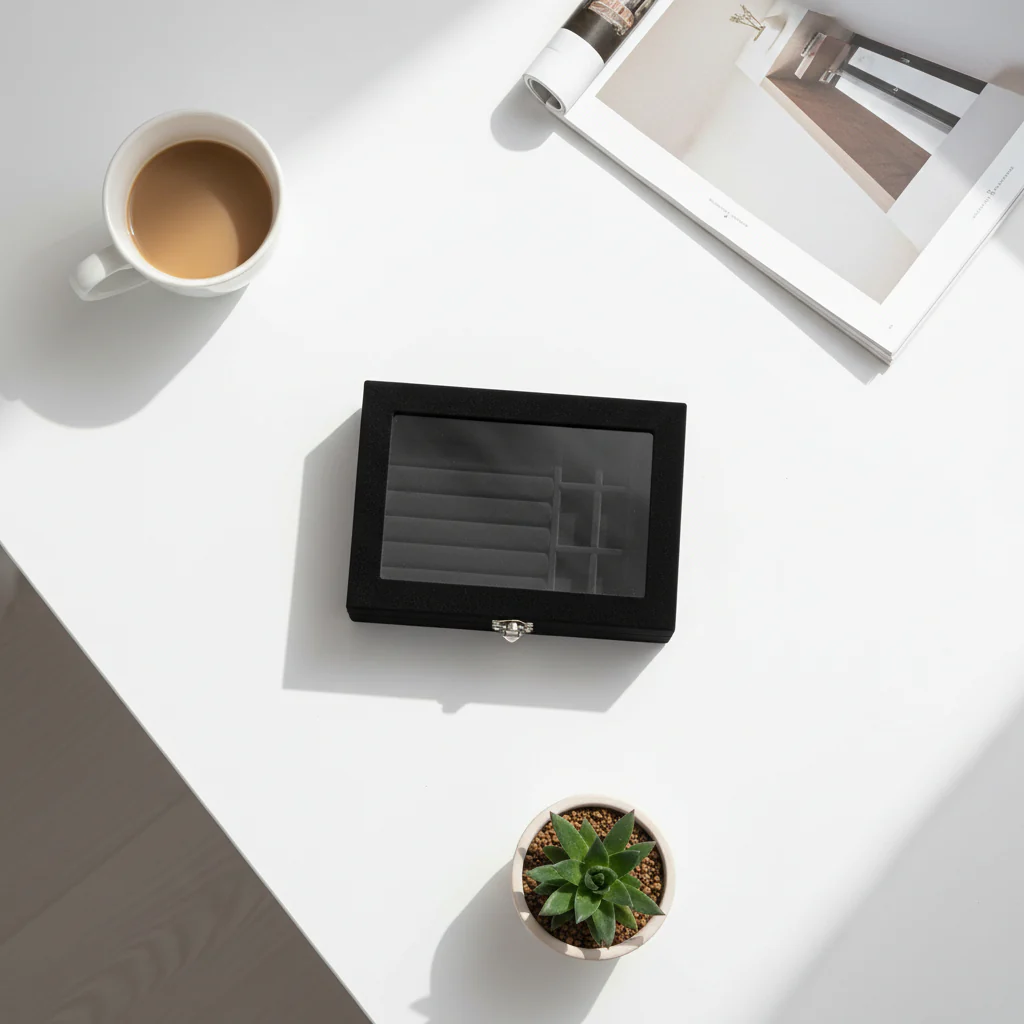 Elegante Schmuckbox mit 9 Fächern in Schwarz Aufbewahrung von Schmuck - Image 3