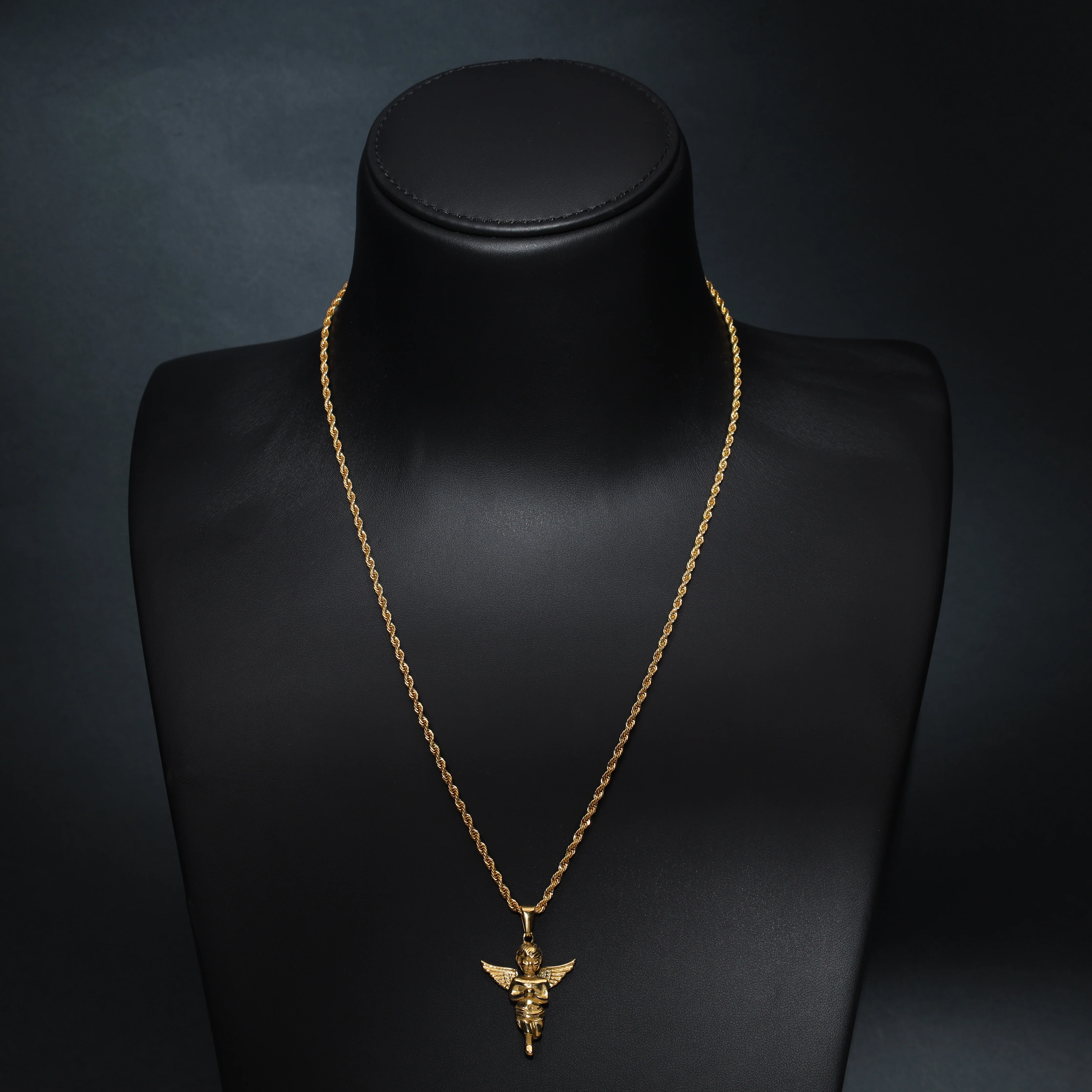 Kordelkette mit Engel Anhänger aus Edelstahl 18K vergoldet - Image 5