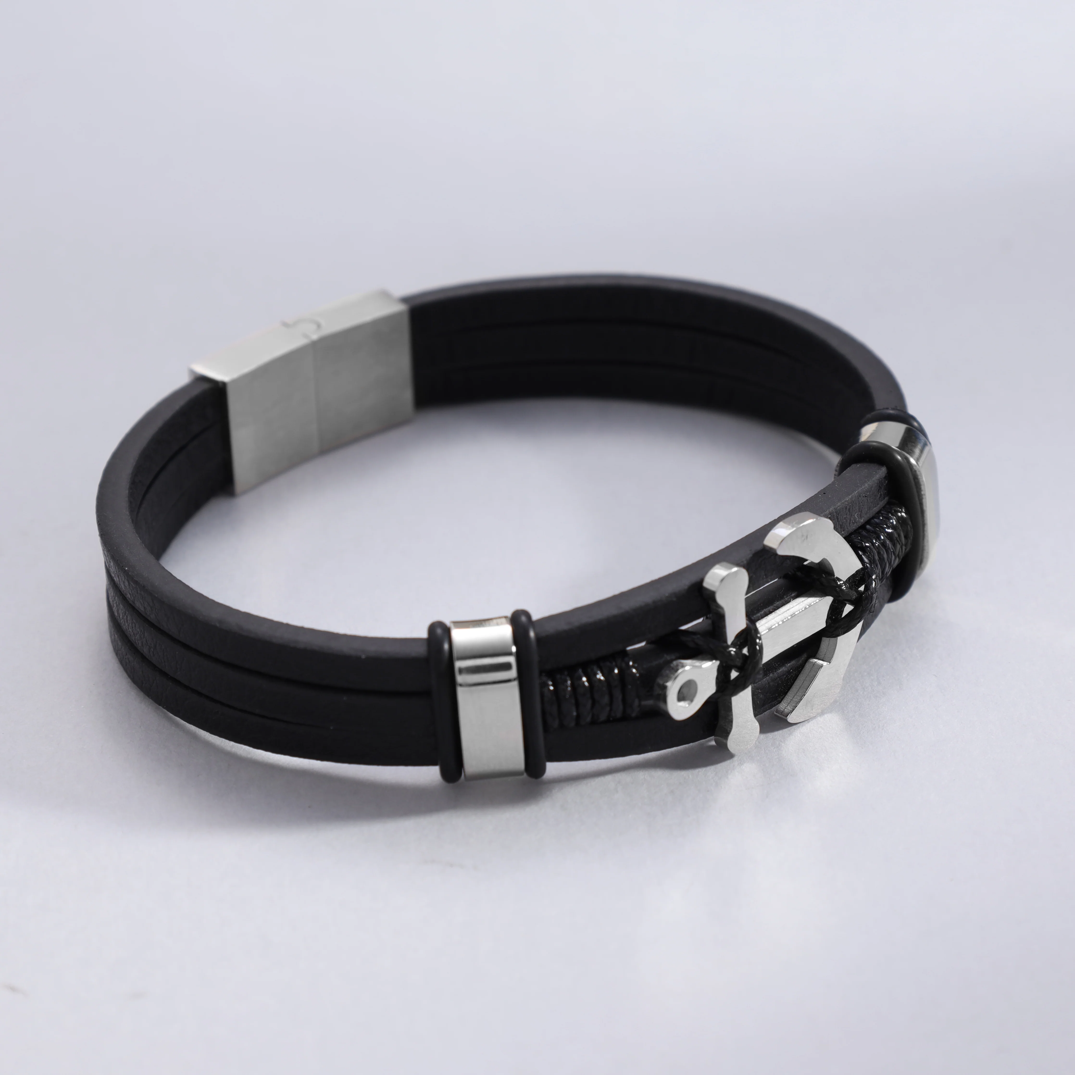 Lederarmband mit Anker / Verschluss aus Edelstahl - Image 4