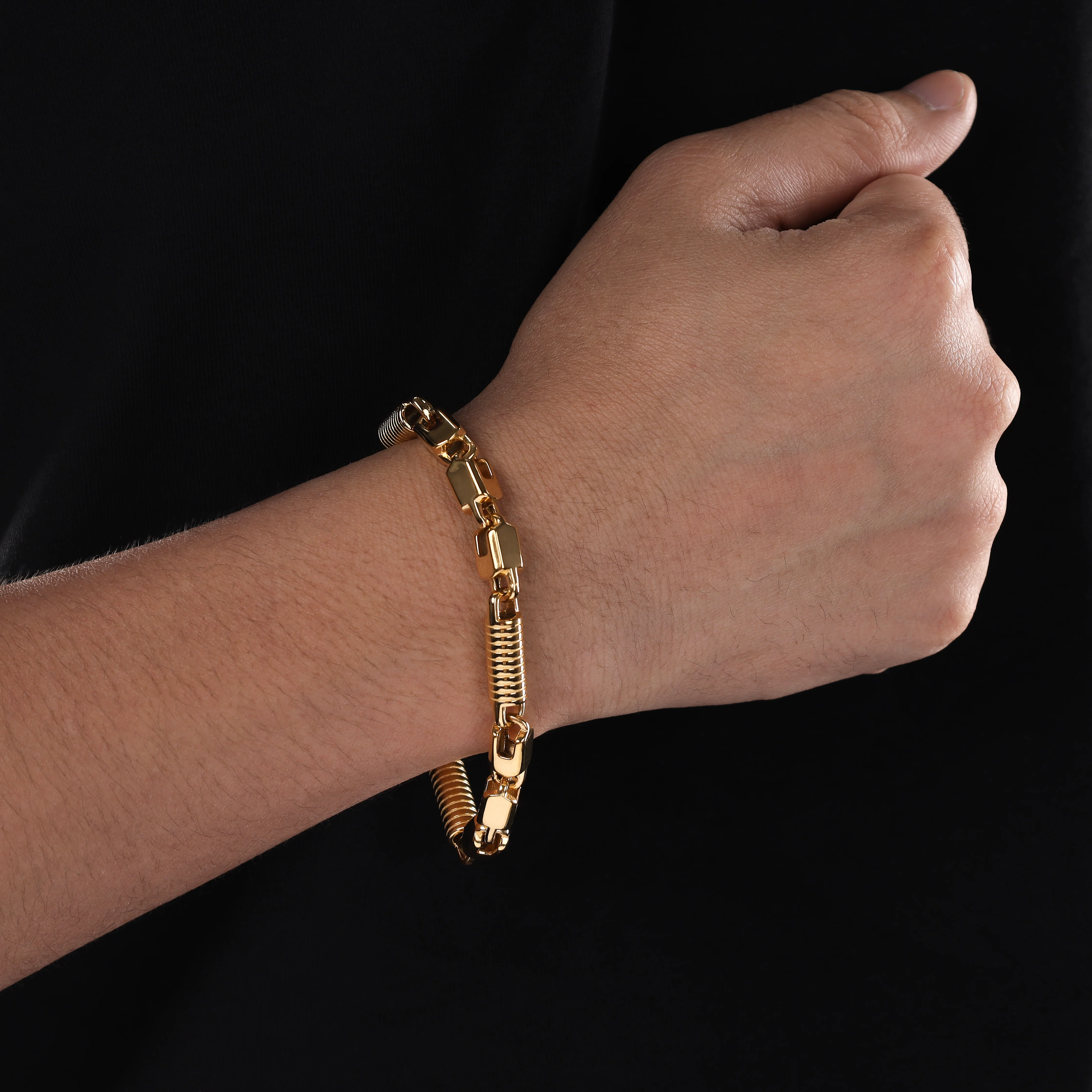 Montecarlo Kette Armband 6mm breit  aus Edelstahl - Vergoldet - Image 3