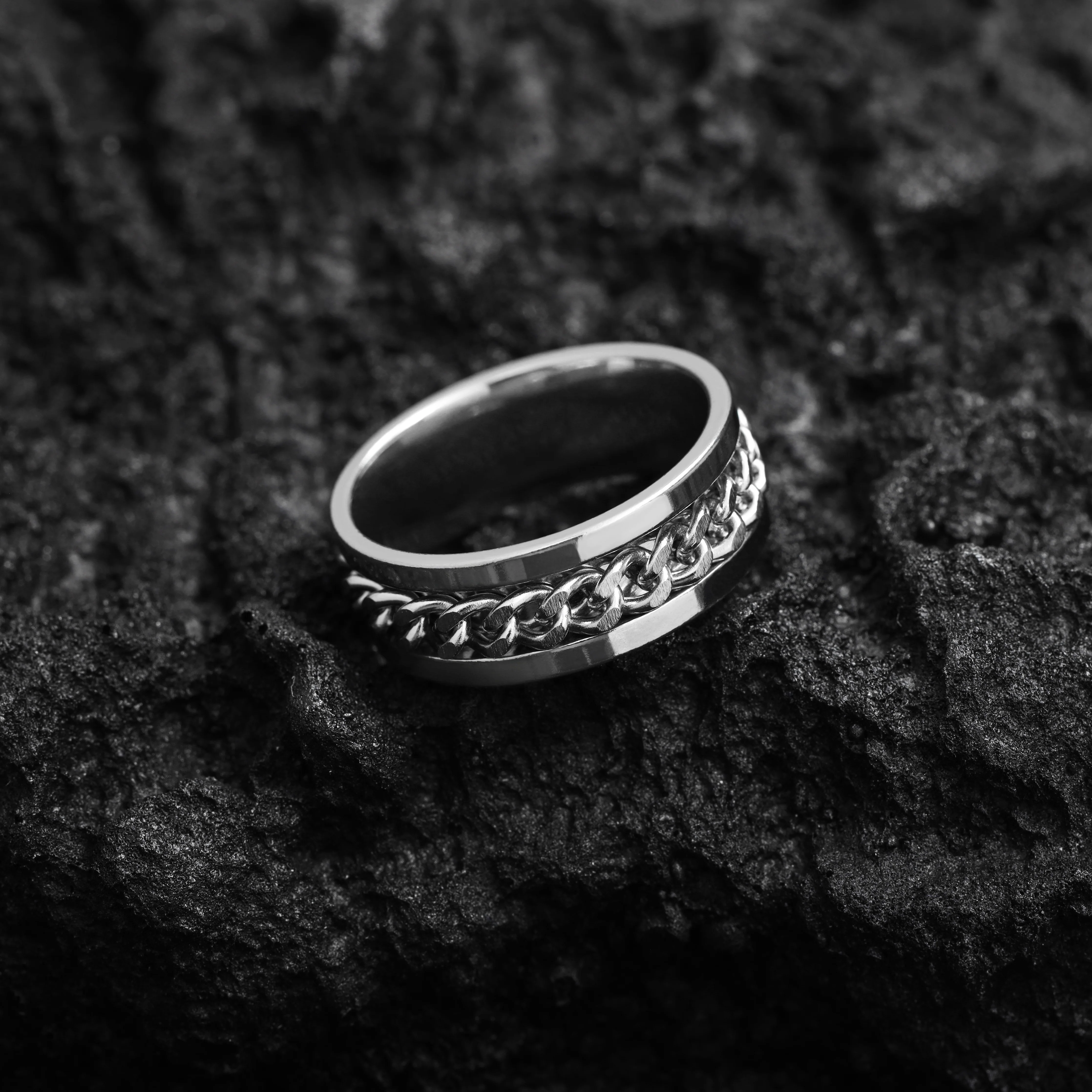 Panzerkette Cuban Link Design Freundschaftsringe Ring unisex Größe 6-13 aus Edelstahl - Image 2