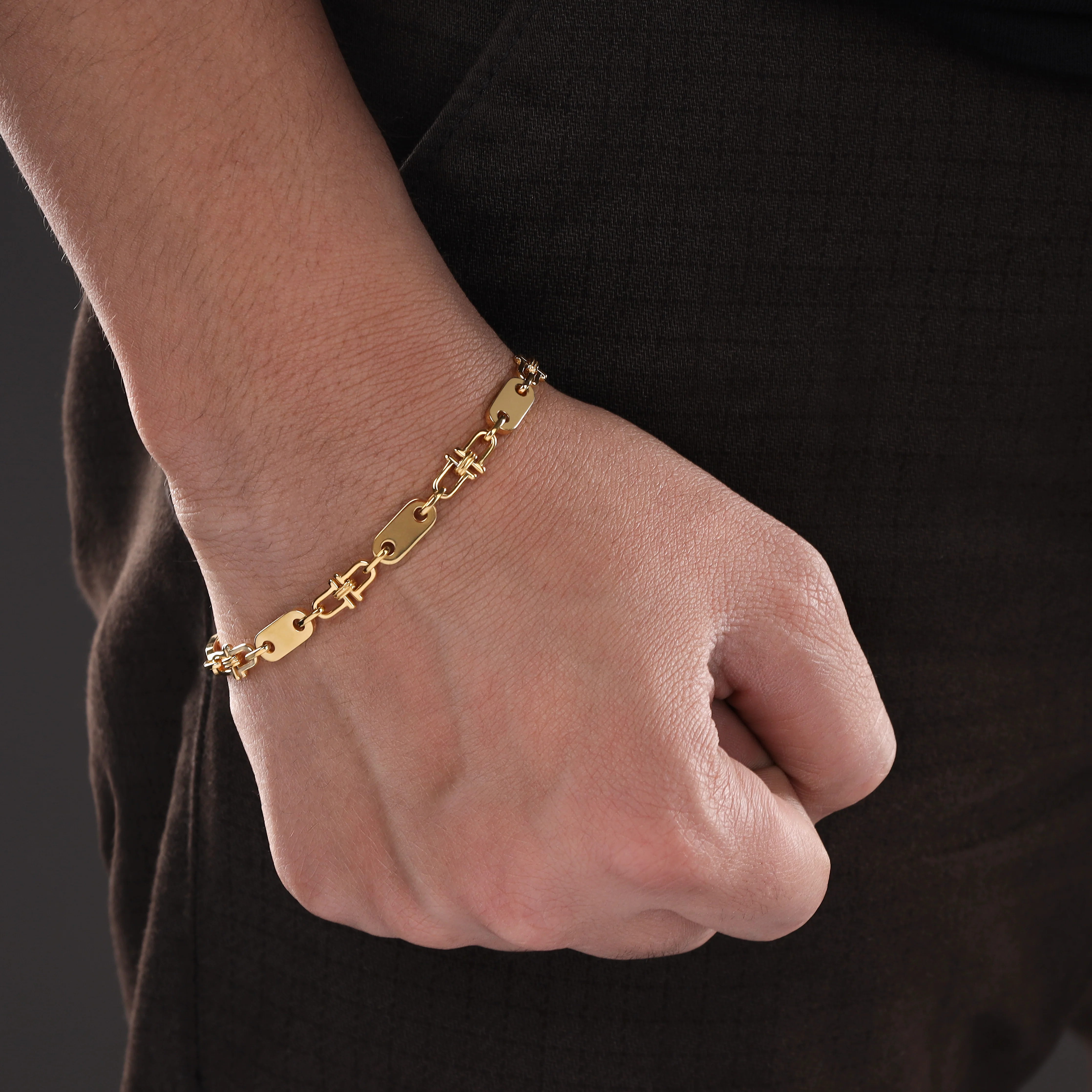 Plattenkette Armband 5mm breit aus Edelstahl 18K Vergoldet - Image 4