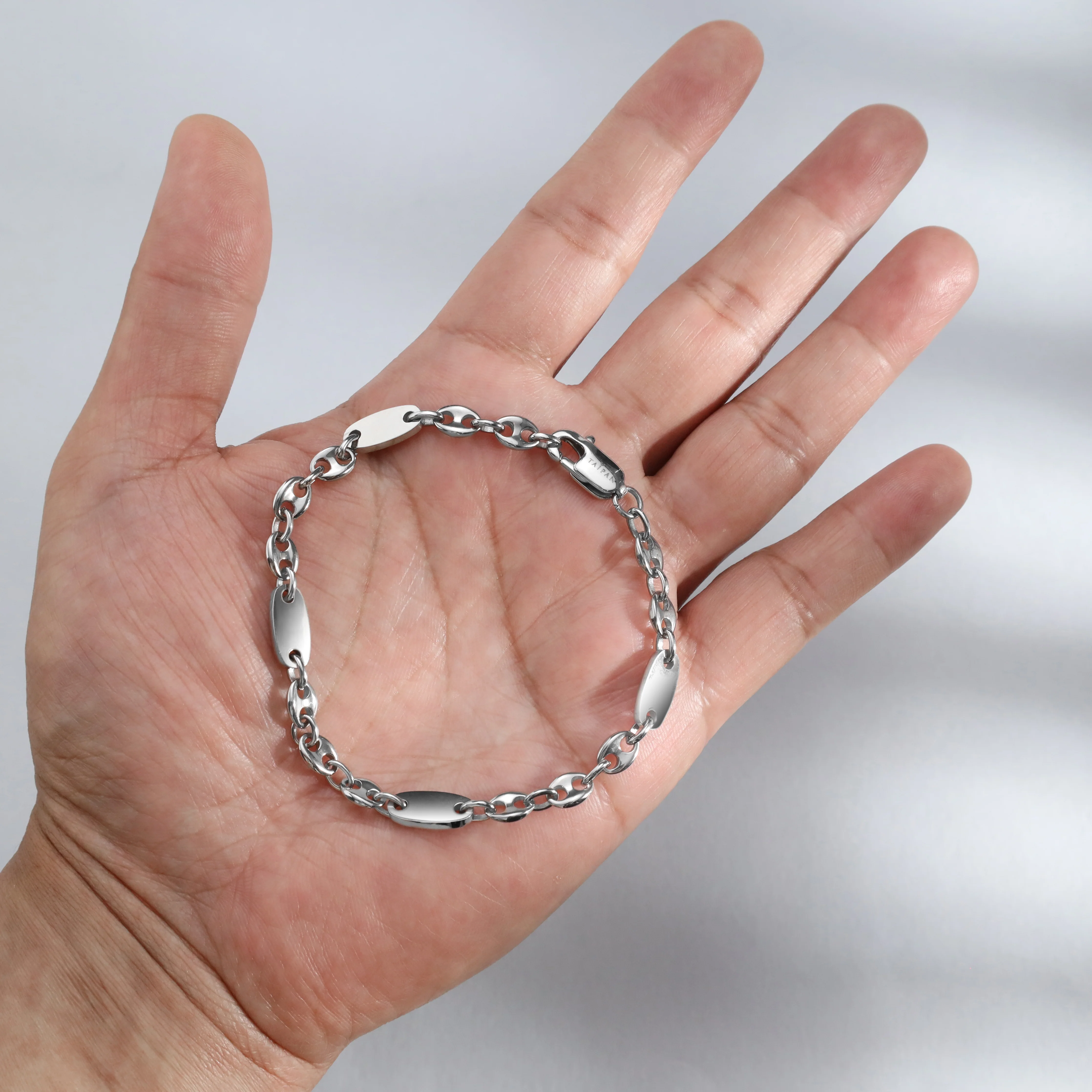 Plattenkette + Bohnenkette Armband 6mm breit aus Edelstahl - Image 10
