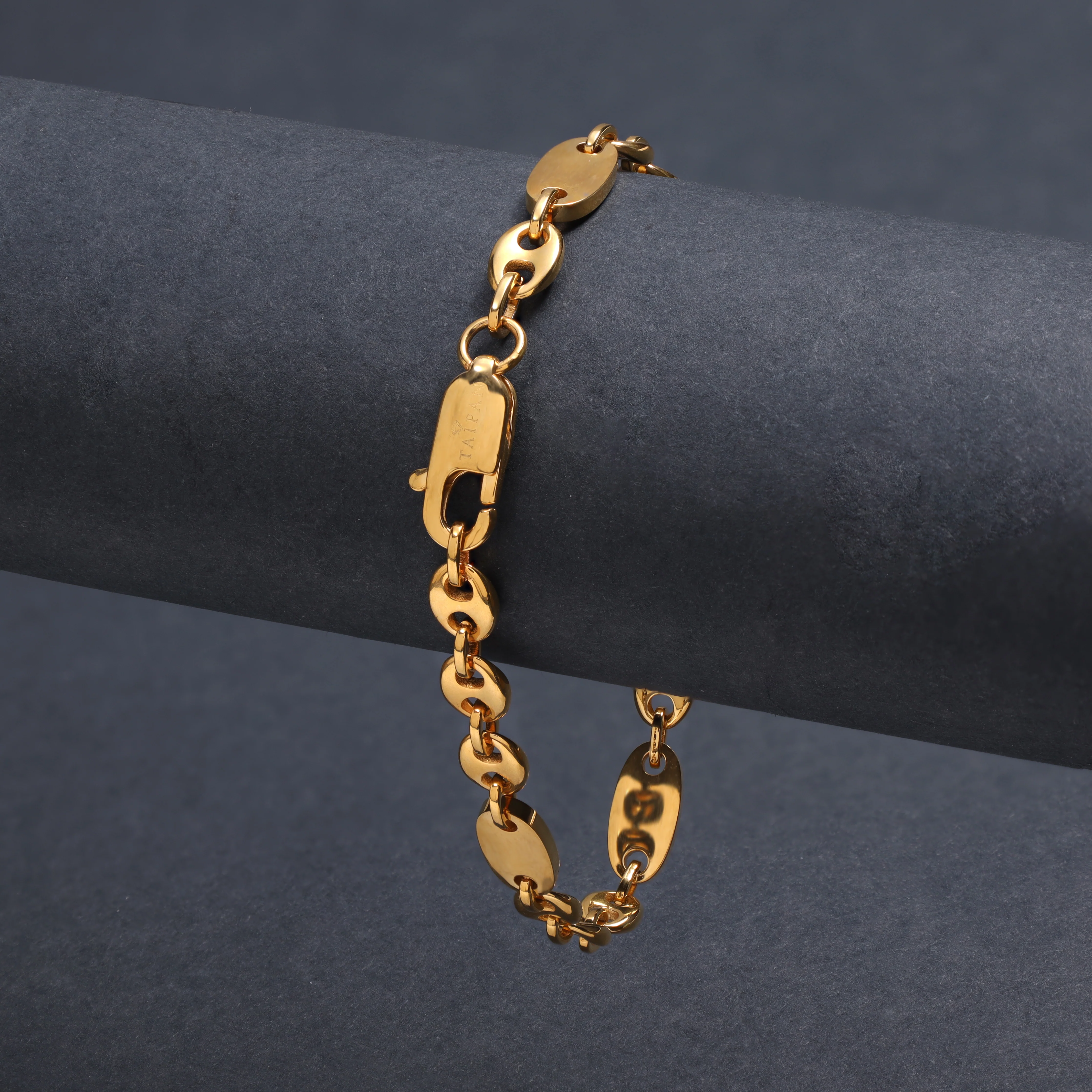 Plattenkette + Bohnenkette Armband 6mm breit aus Edelstahl 18K Vergoldet - Image 7