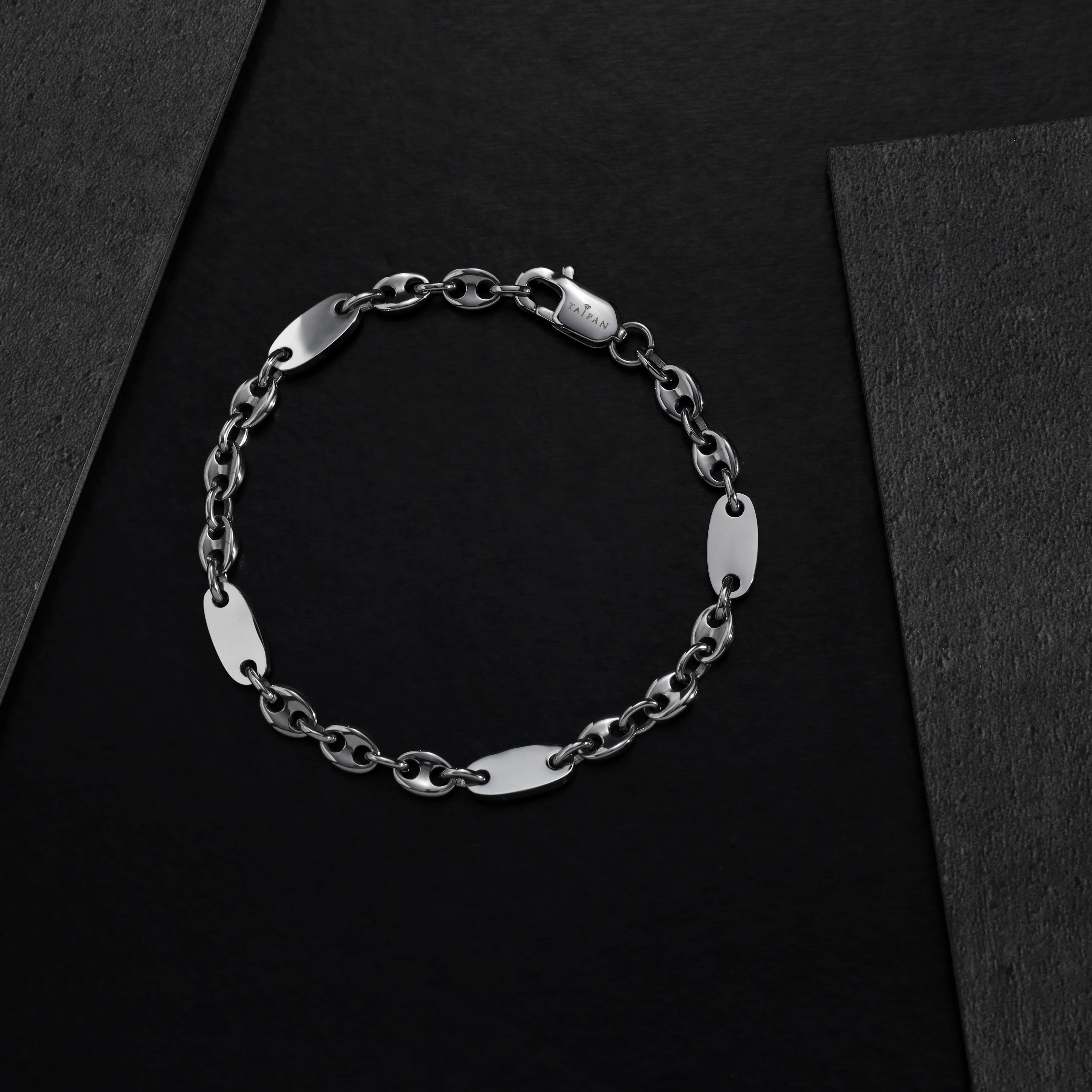 Plattenkette + Bohnenkette Armband 6mm breit aus Edelstahl - Image 6