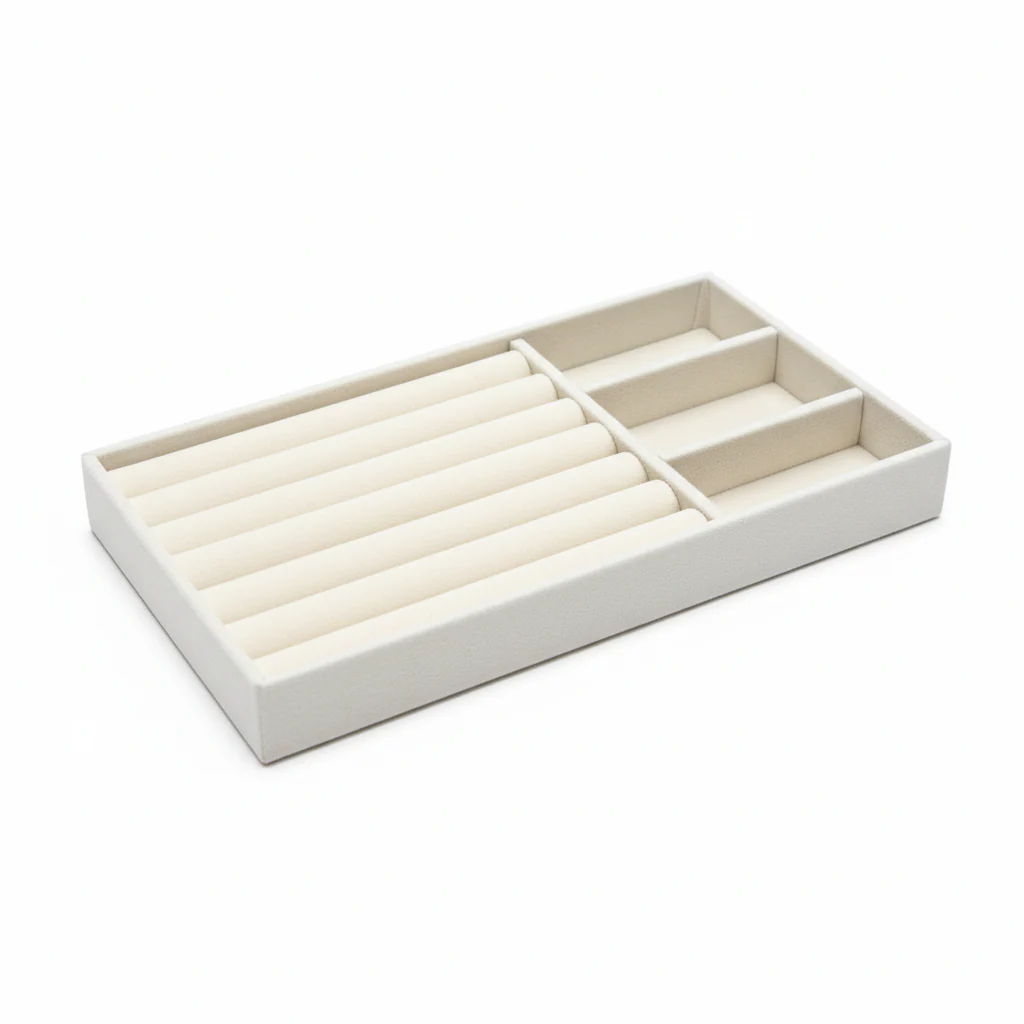 Schmucklade beige für Schmuckpräsentation und Aufbewahrung 2 Fächer
