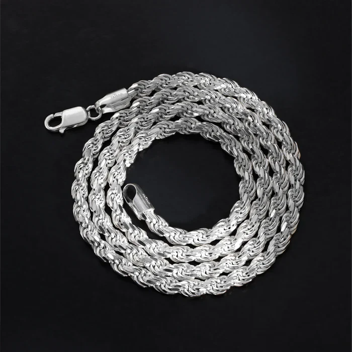 Set - 5mm Kordelkette Rope Chain Kette + Armband aus 925 Silber - Image 5