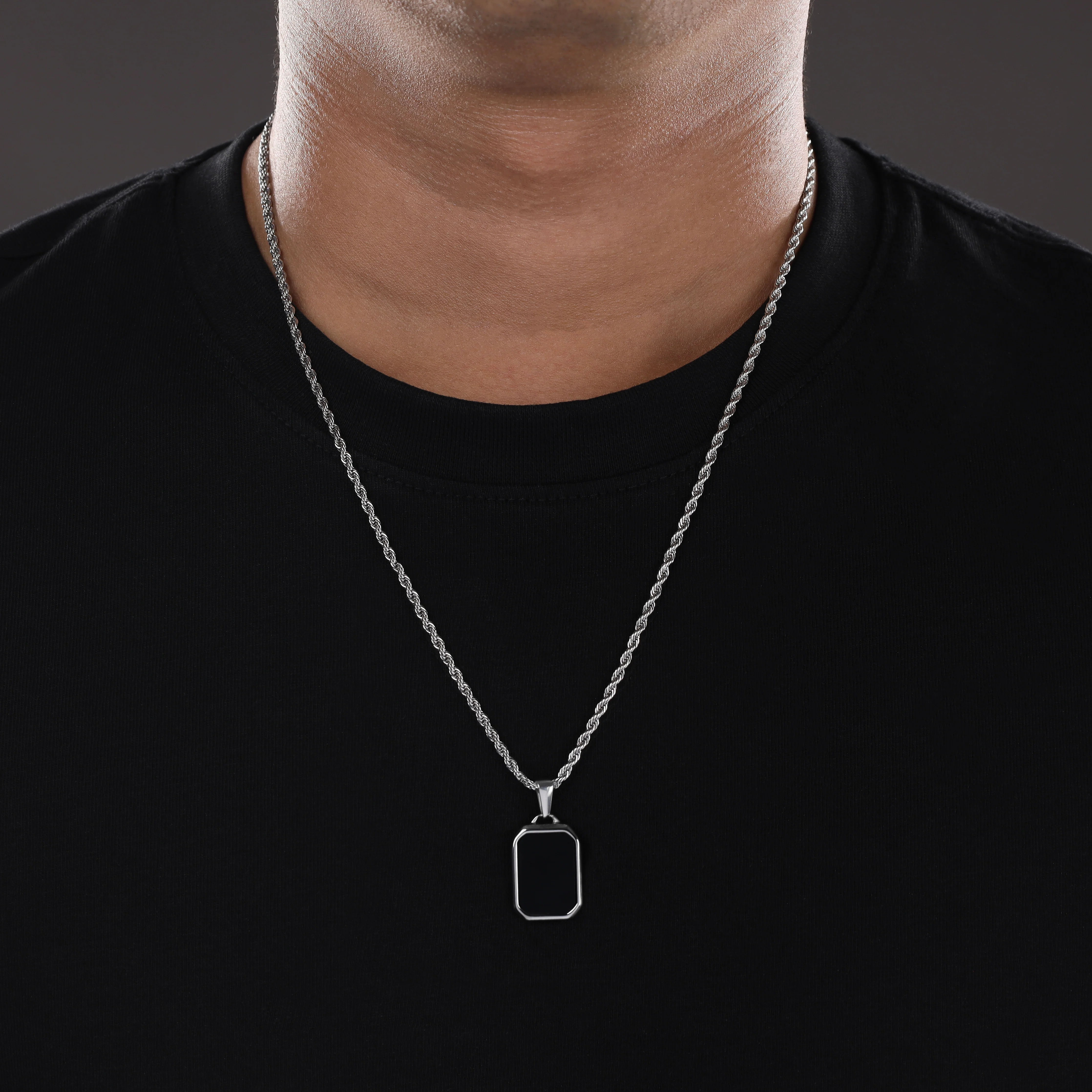 Set Kordelkette Rope Chain mit Anhänger aus Edelstahl - Image 3