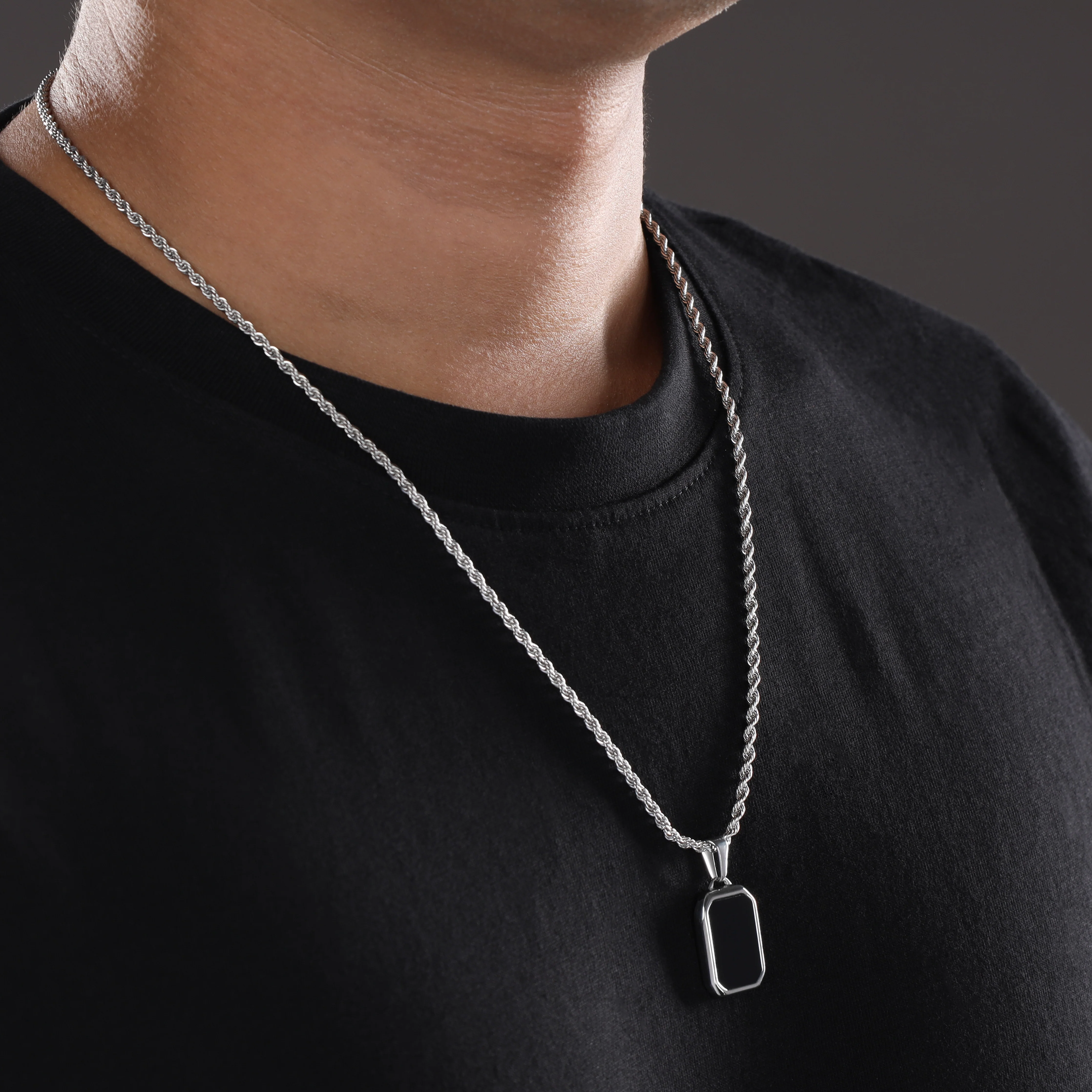 Set Kordelkette Rope Chain mit Anhänger aus Edelstahl - Image 4